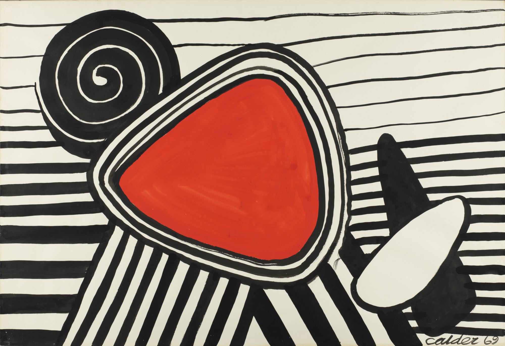 Alexander Calder (1898 - 1976) HUITRE AMAZONE gouache su carta, cm 80x114...
