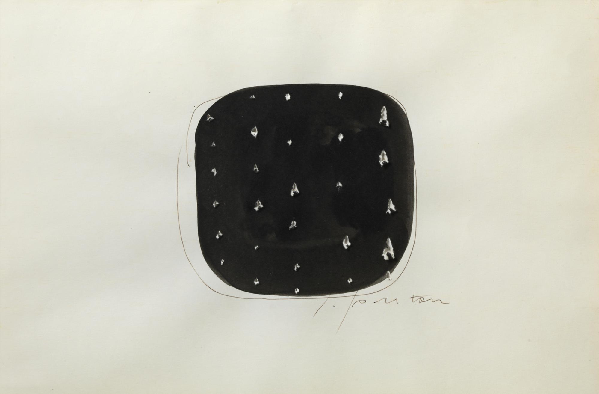 Lucio Fontana (1899 - 1968) CONCETTO SPAZIALE china e buchi su carta, cm...