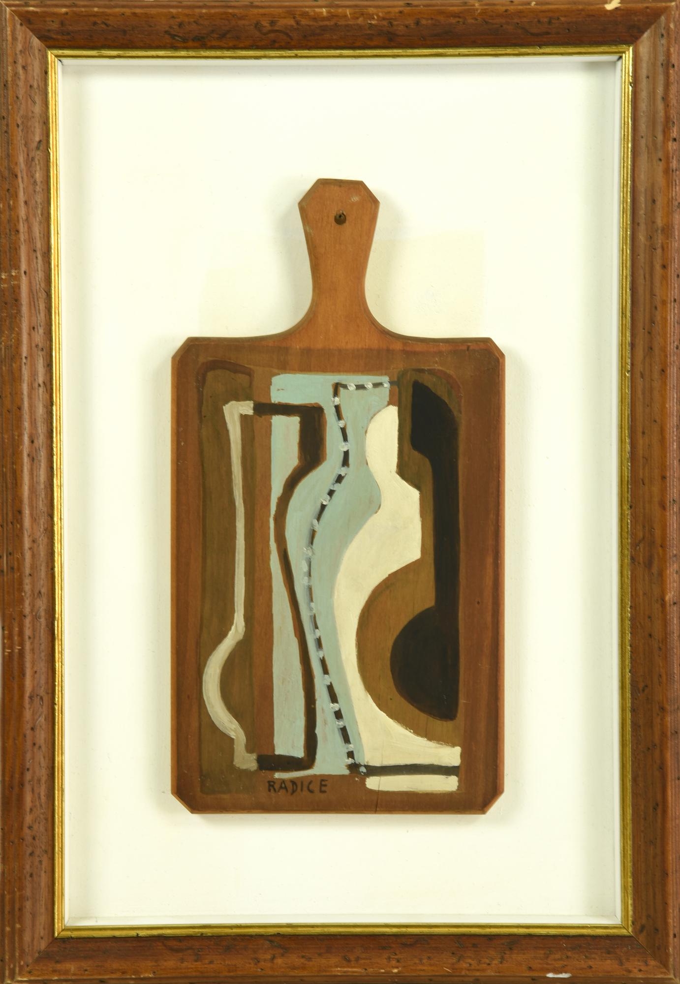 Mario Radice (1898 - 1987) SENZA TITOLO olio su legno sagomato, cm 33,5x18...