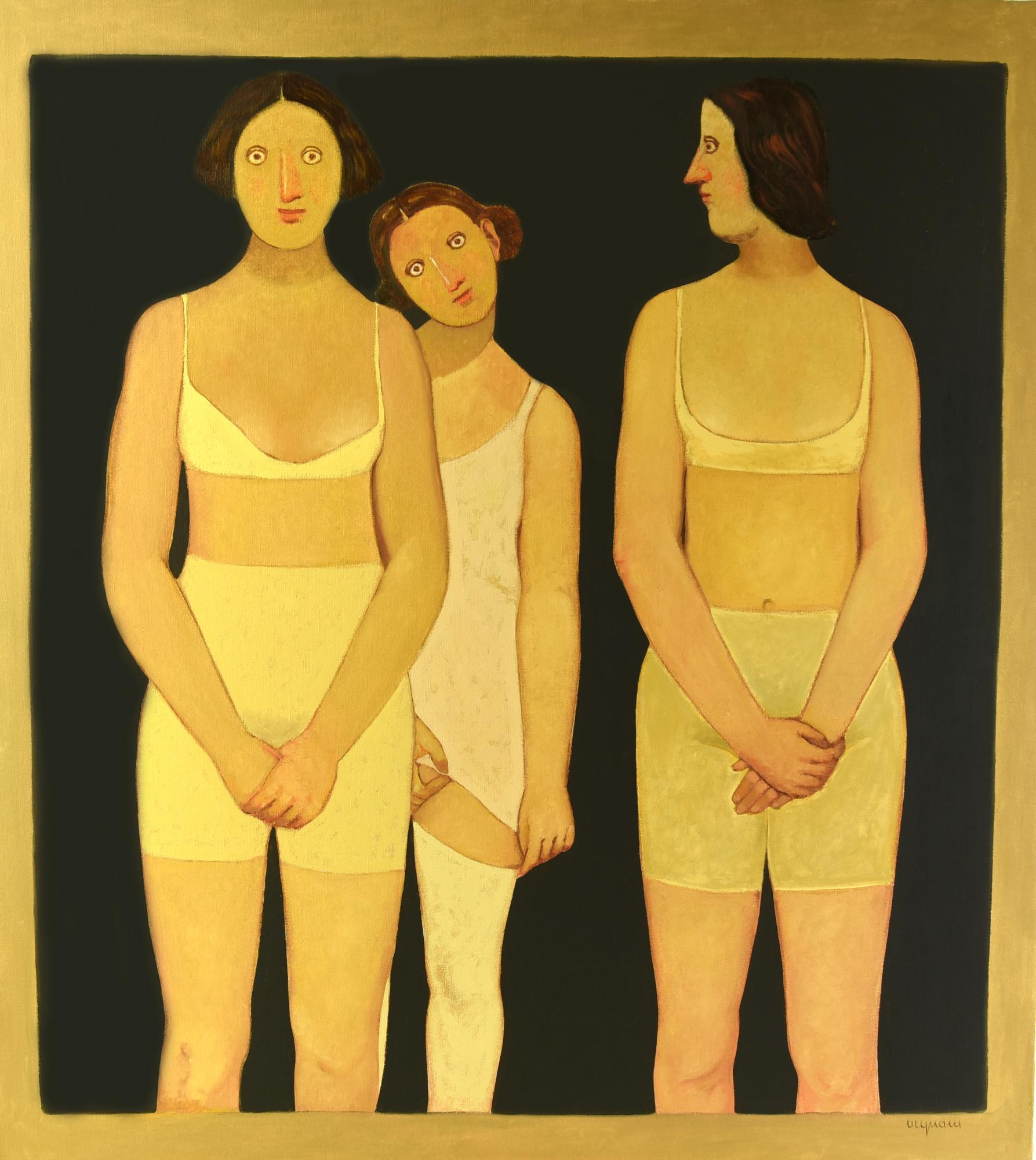 Giuseppe Vignani (1932) LE TRE GRAZIE olio su tela, cm 100x90 firma