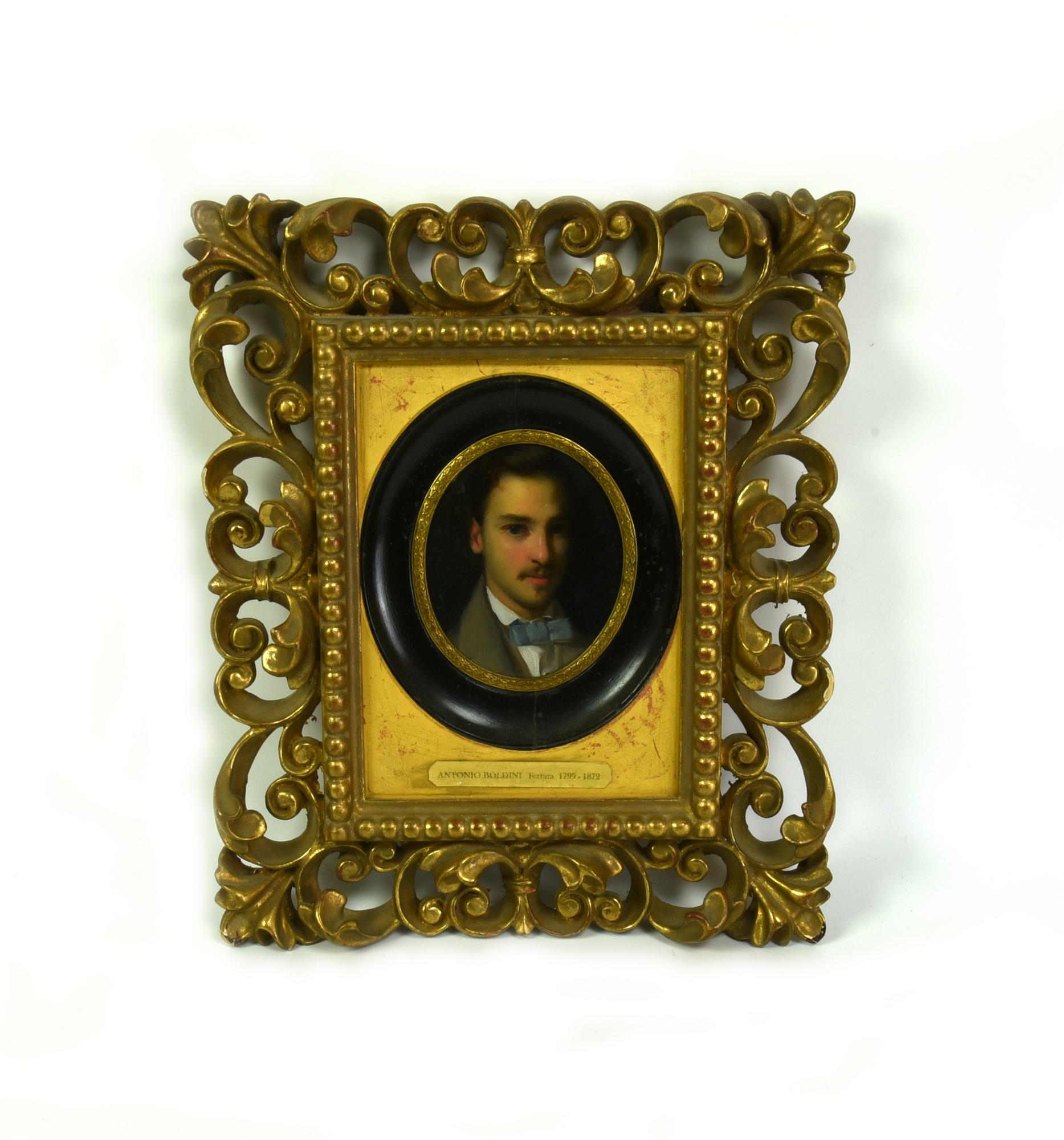 Antonio Boldini (1799 - 1872) RITRATTO MASCHILE olio su rame, cm 11x9 sul...