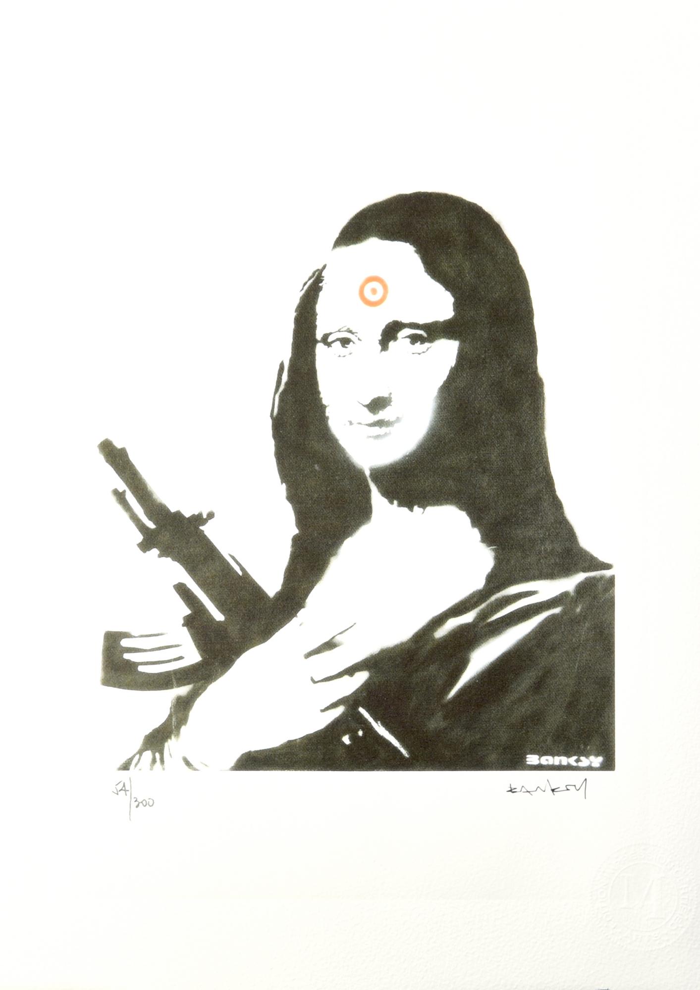 Da Banksy MONA LISA AK47 eliografia su carta Arches, cm 38x28; es. 54/300...
