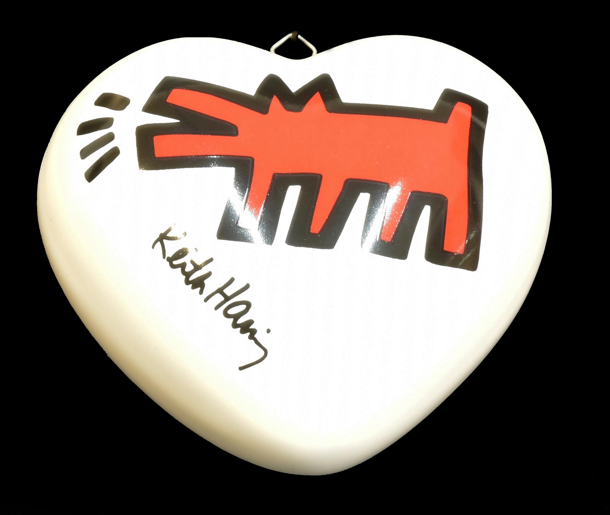 Keith Haring (d'apres) CUORE IN CERAMICA della collezione Heart Gallery cm...