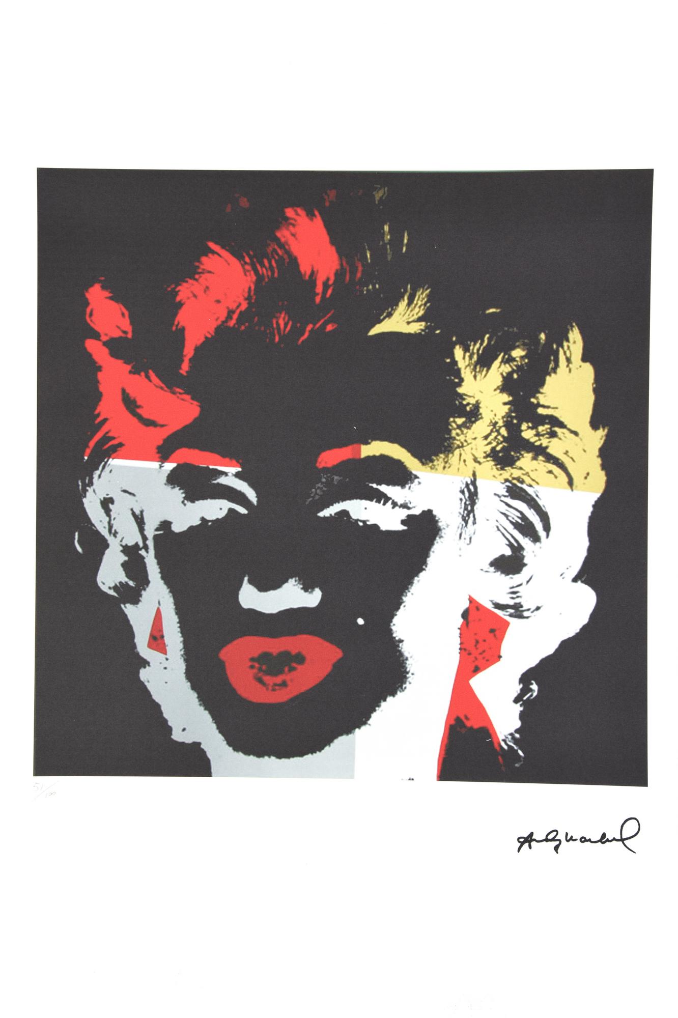 Andy Warhol MARILYN litografia su carta Arches, cm 57x38; es. 58/100 firma in...