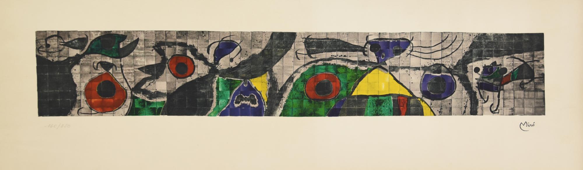 Joan Miro' SENZA TITOLO litografia su carta, cm 29x87; es. 160/250 firma,...