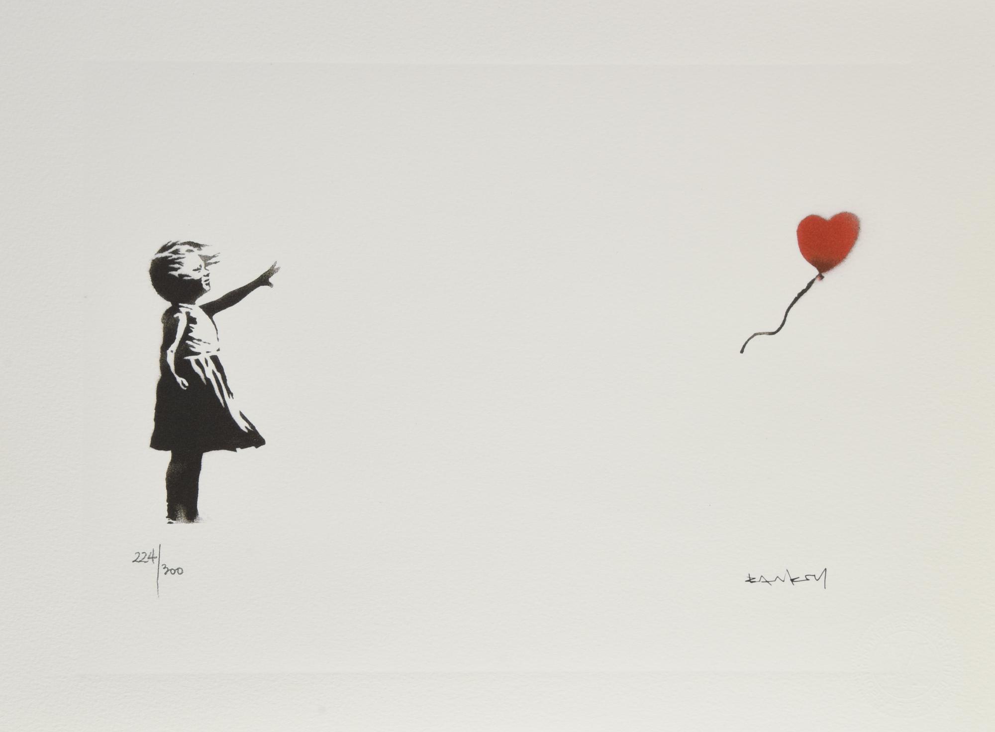 Da Banksy GIRL WITH BALOON eliografia, cm 28x38,3; es. 224/300 tiratura e...