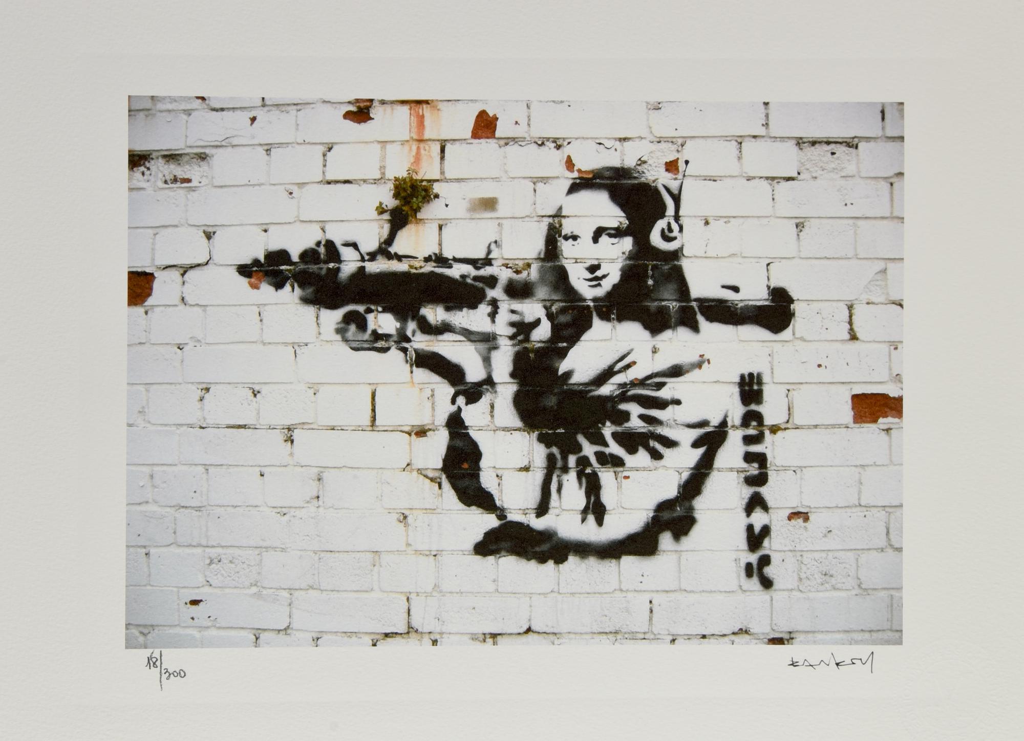 Da Banksy MONA LISA BAZOOKA eliografia, cm 28x38; es. 18/300 tiratura e...