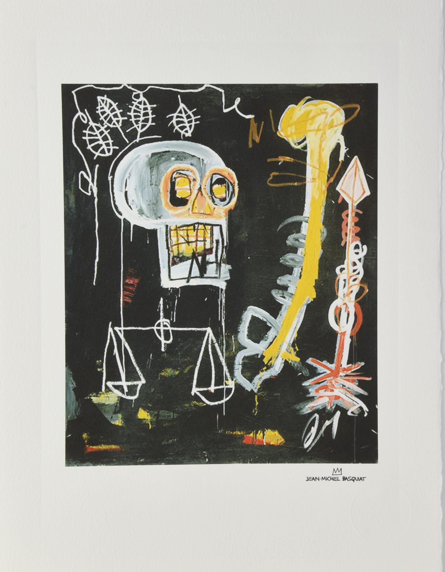 D'apres Jean Michel Basquiat BLACK SKULL fototipo eliografico, cm 37,5x28,5...