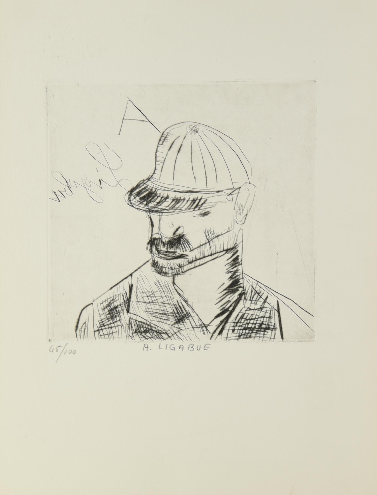 Antonio Ligabue (1899 - 1965) FIGURA puntasecca, cm 17x17; su foglio, cm...