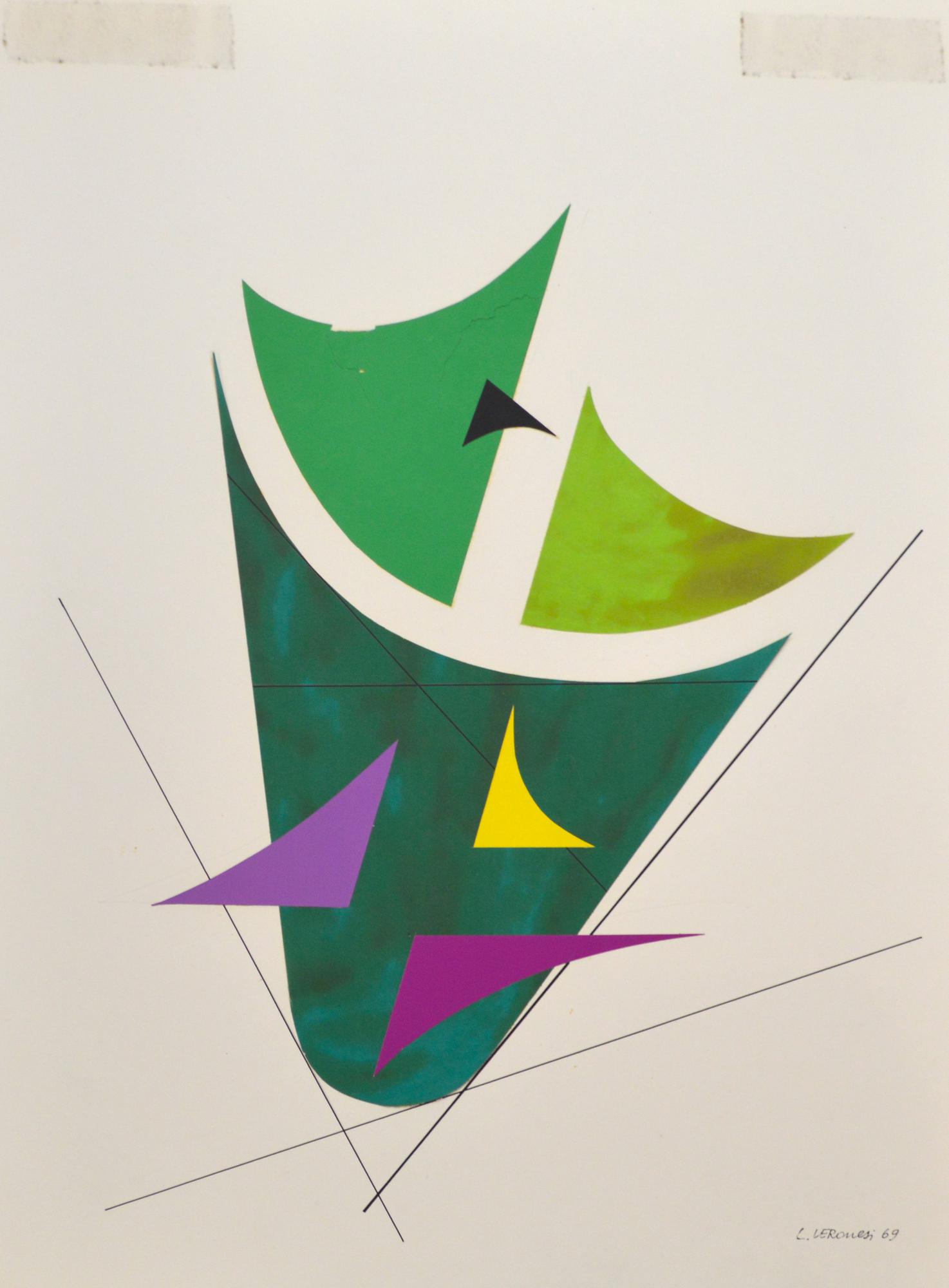 Luigi Veronesi (1908 - 1998) COMPOSIZIONE collage e china su cartone, cm...