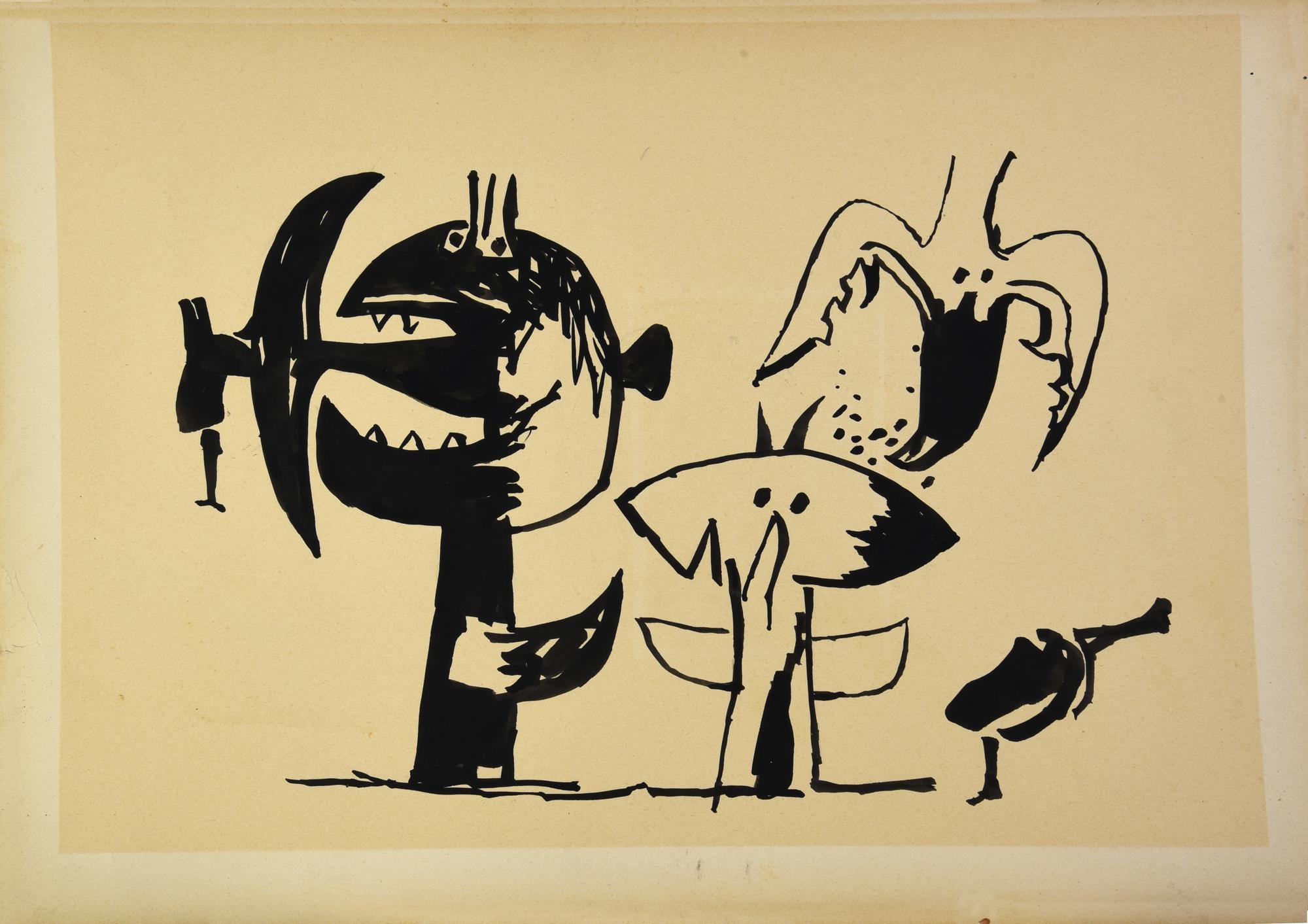 Gianni Dova (1925 - 1991) COMPOSIZIONE china su carta, cm 35,3x50