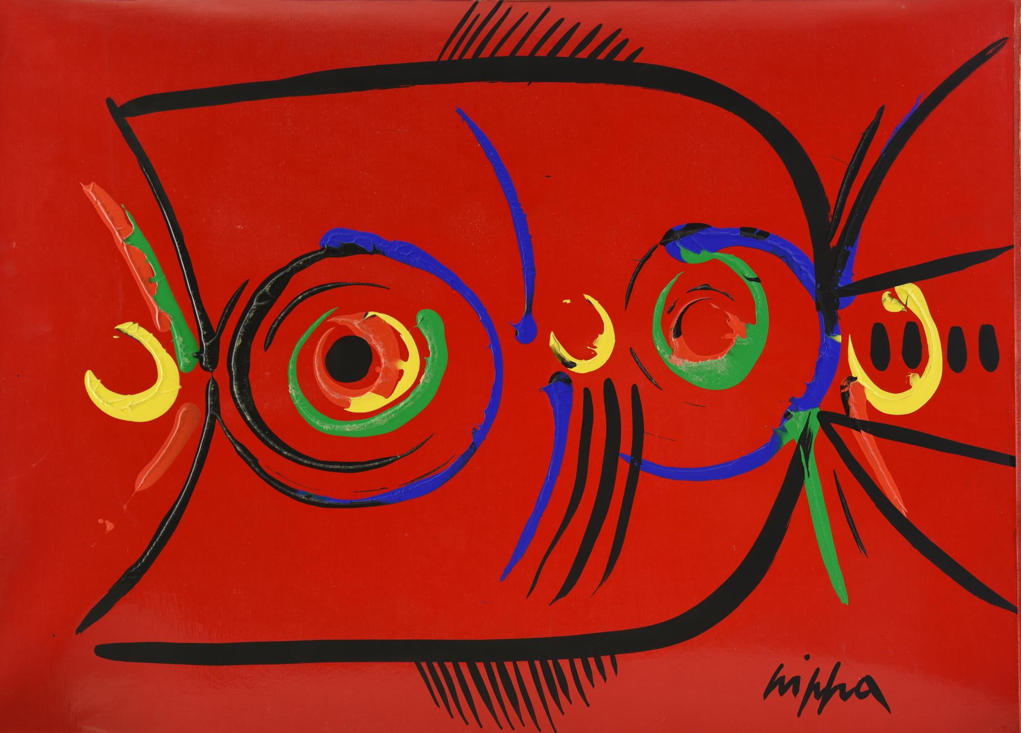 Roberto Crippa (1921 - 1972) TOTEM acrilico su cartoncino applicato su tela,...