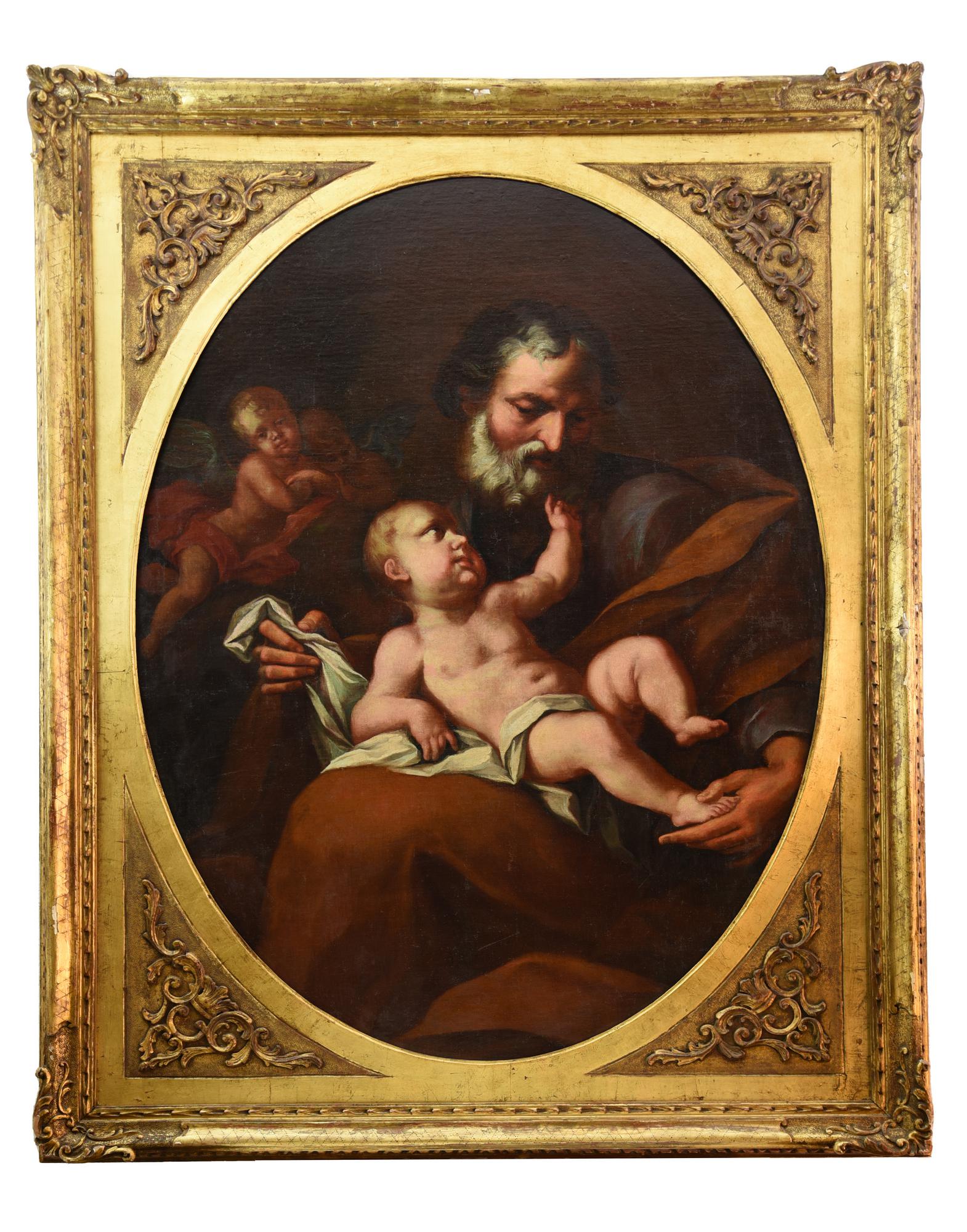 Ambito di Marcantonio Franceschini SAN GIUSEPPE E IL BAMBINO olio su tela, cm...