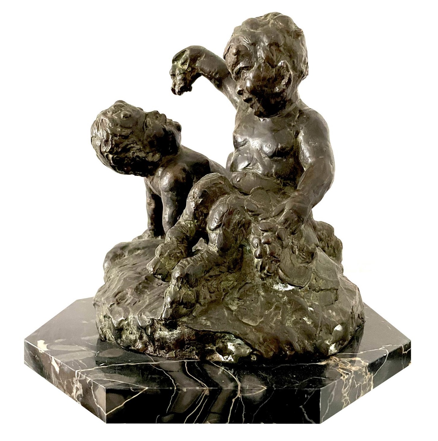 Decimo Passani SATIRI CHE GIOCANO bronzo su base in marmo, h cm 24 firma