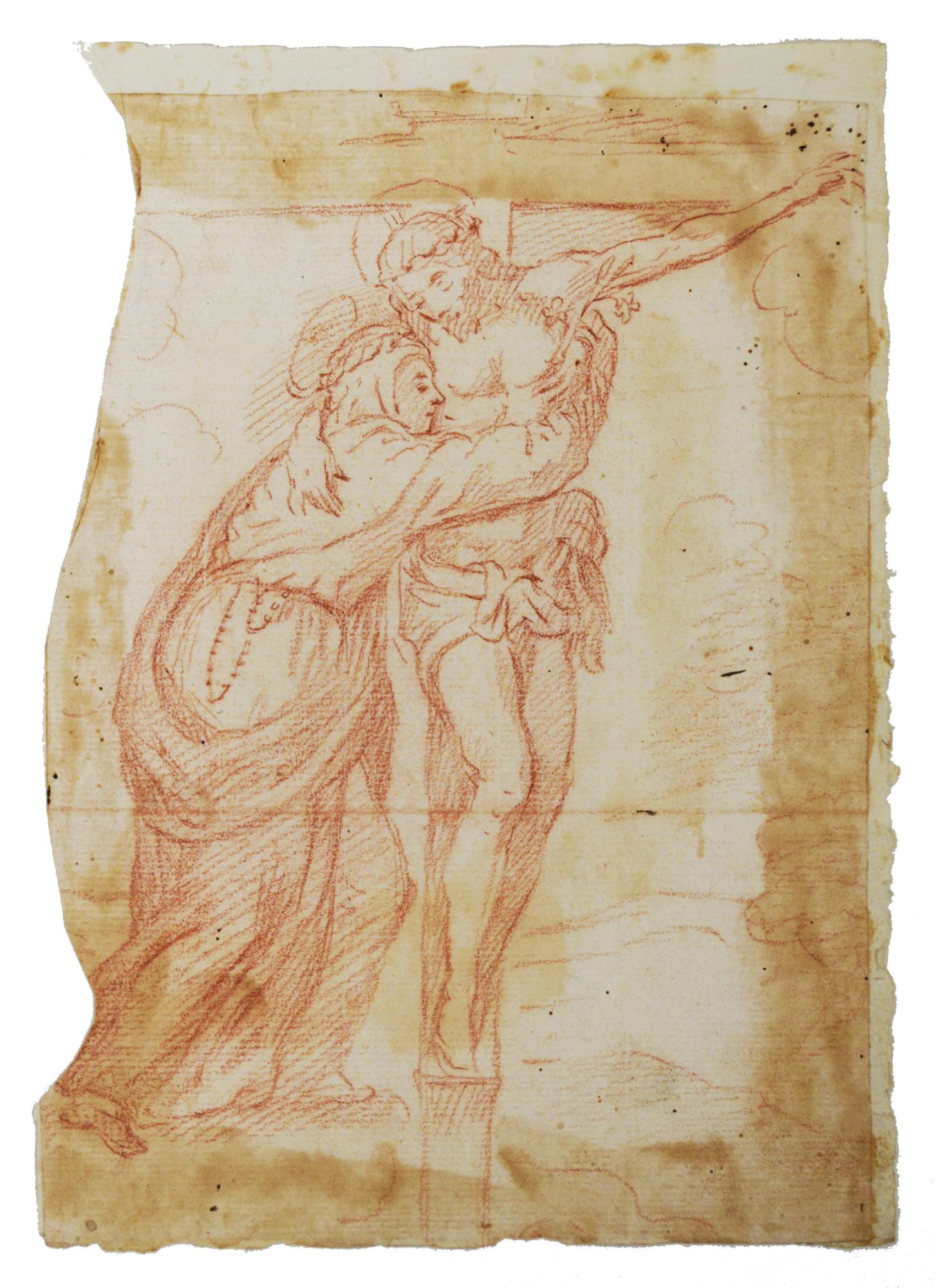 Ambito di Pier Dandini CROCIFISSIONE sanguigna su carta, cm 21,5x15,5