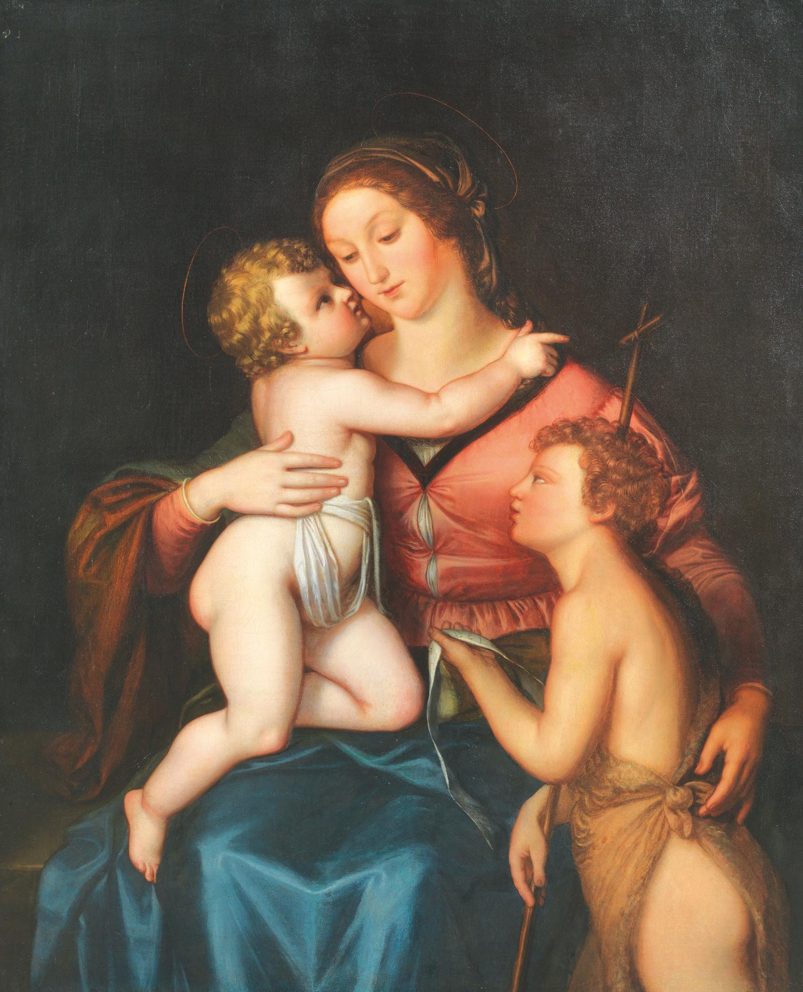 Scuola Italiana della fine del XIX secolo MADONNA CON BAMBINO E SAN...