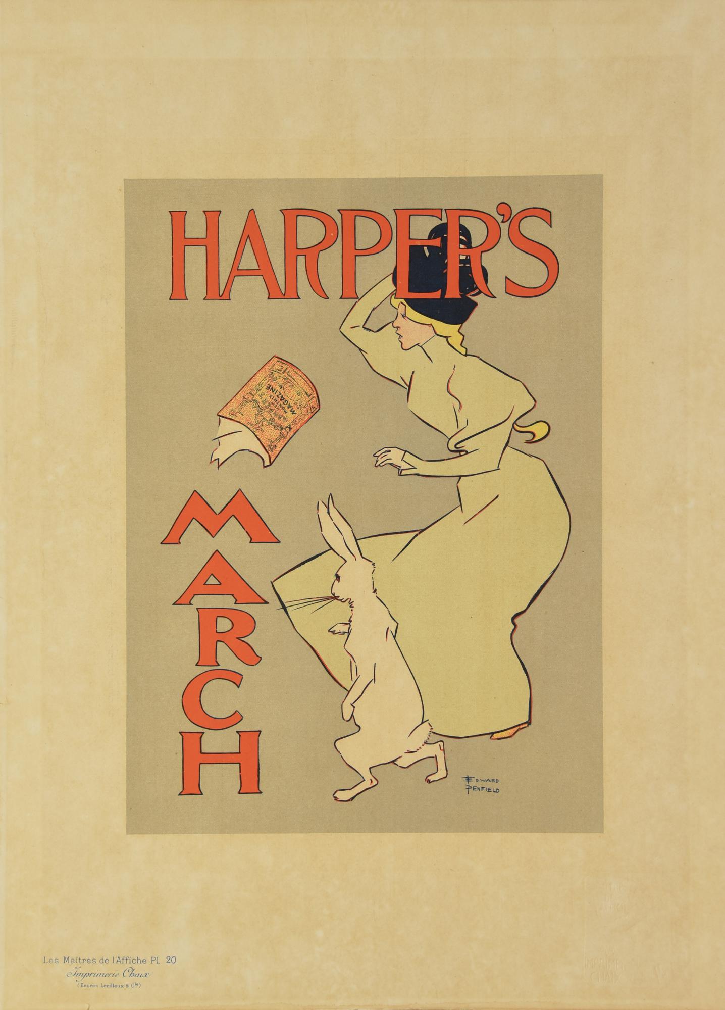 HARPER'S MARCH litografia, cm 39,5x29 timbro a secco Imprimerie Chaix, Paris...