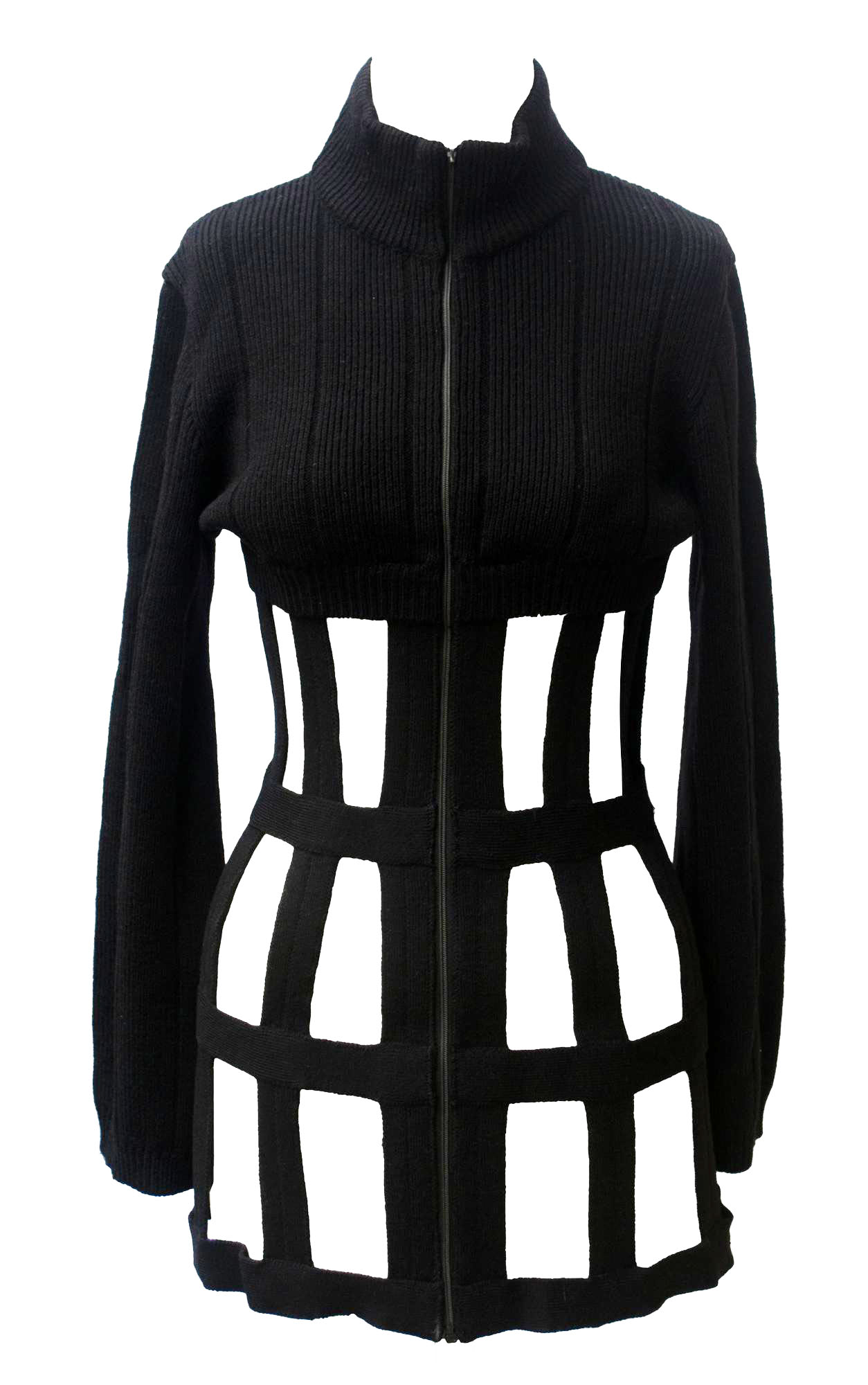 Jean Paul Gaultier CAGE SWEATER Description: Black wool for this sweater....