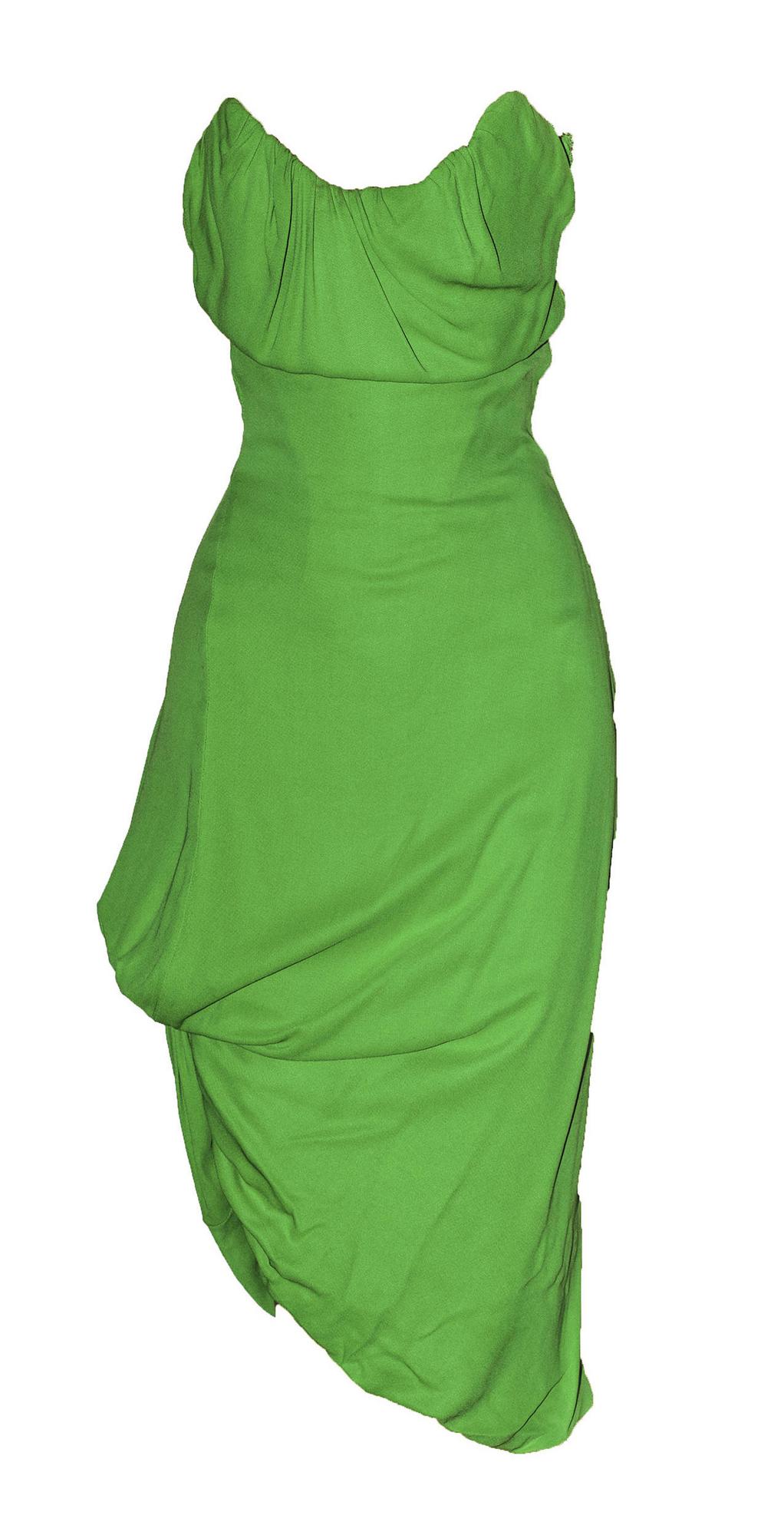 Vivienne Westwood SLIT CORSET DRESS Description: Strapless dress, in green...