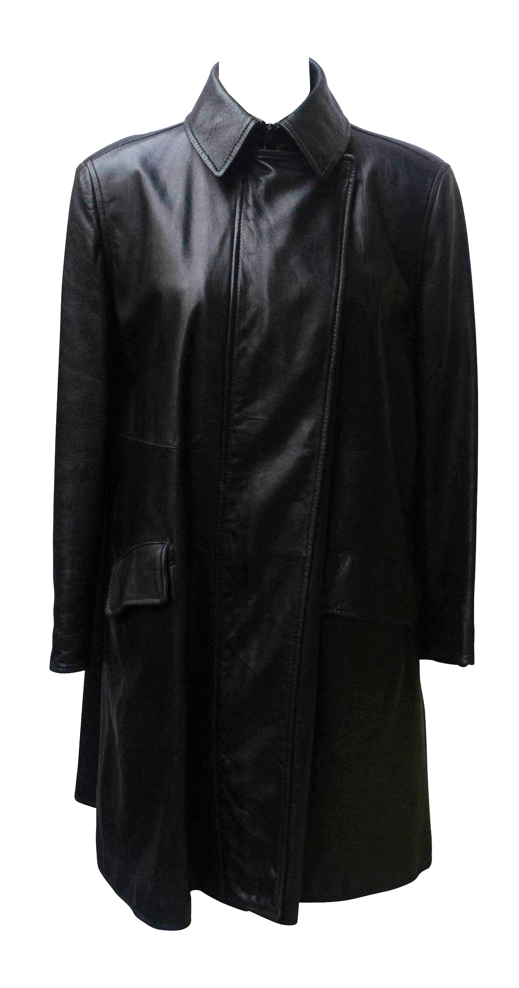 Martine Sitbon LEATHER COAT Description: Knee Lenght Leather Coat in black,...