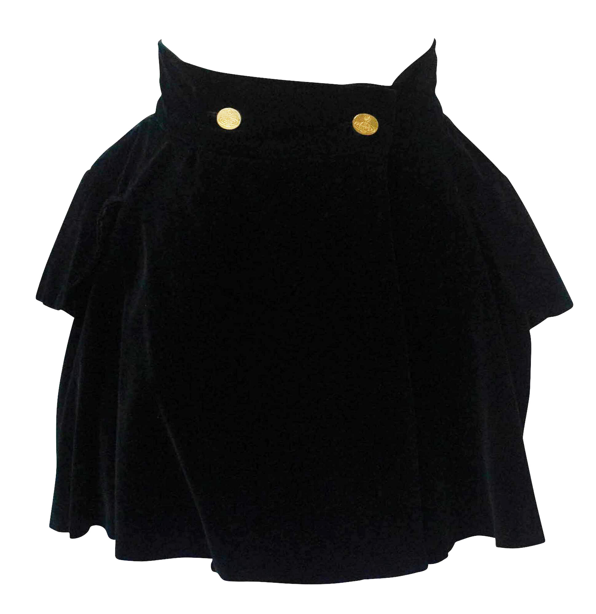 Vivienne Westwood MINI RIDING SKIRT Description: Black velvet mini skirt,...