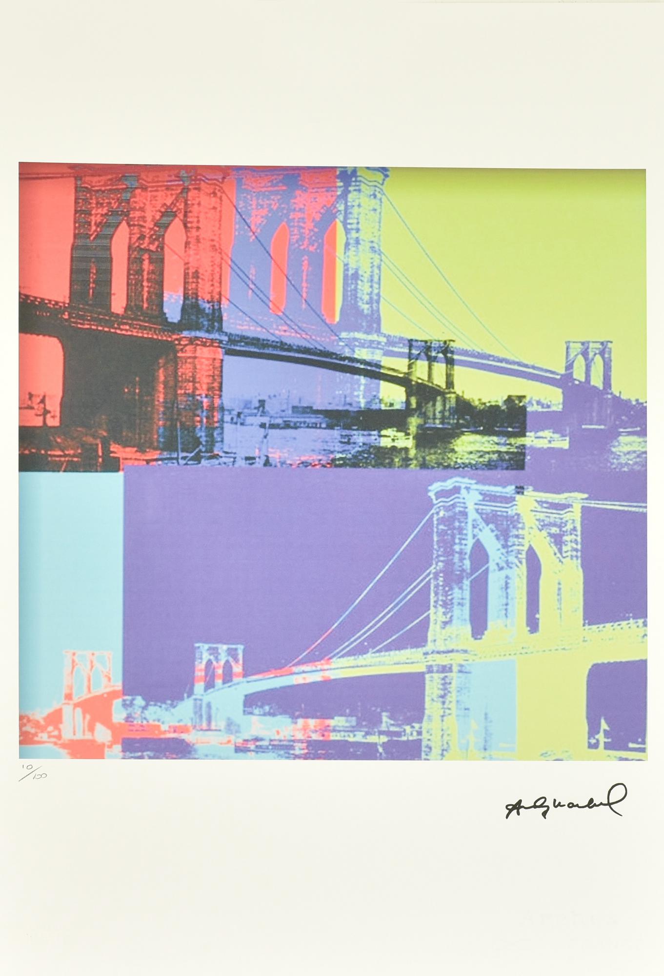 Andy Warhol BROOKLYN BRIDGE litografia su carta Arches, cm 57x38; es. 10/100...