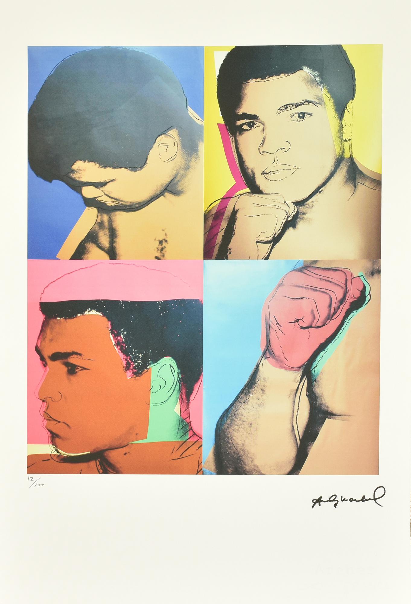Andy Warhol MUHAMMAD ALI litografia su carta Arches, cm 57x38; es. 12/100...