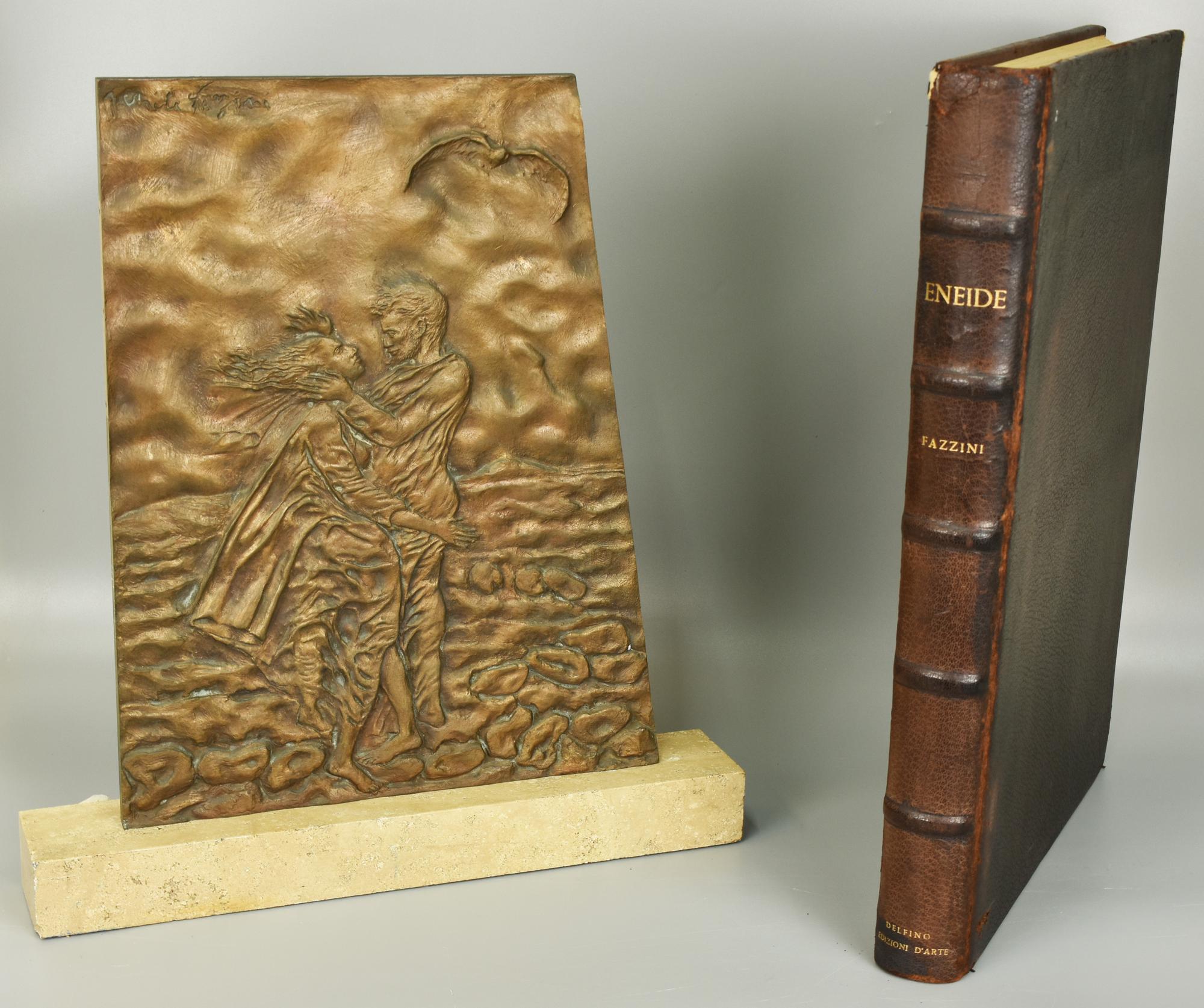 Pericle Fazzini ENEIDE bronzo, marmo e volume, cm 51x35x5,5; es. 207/1.250...