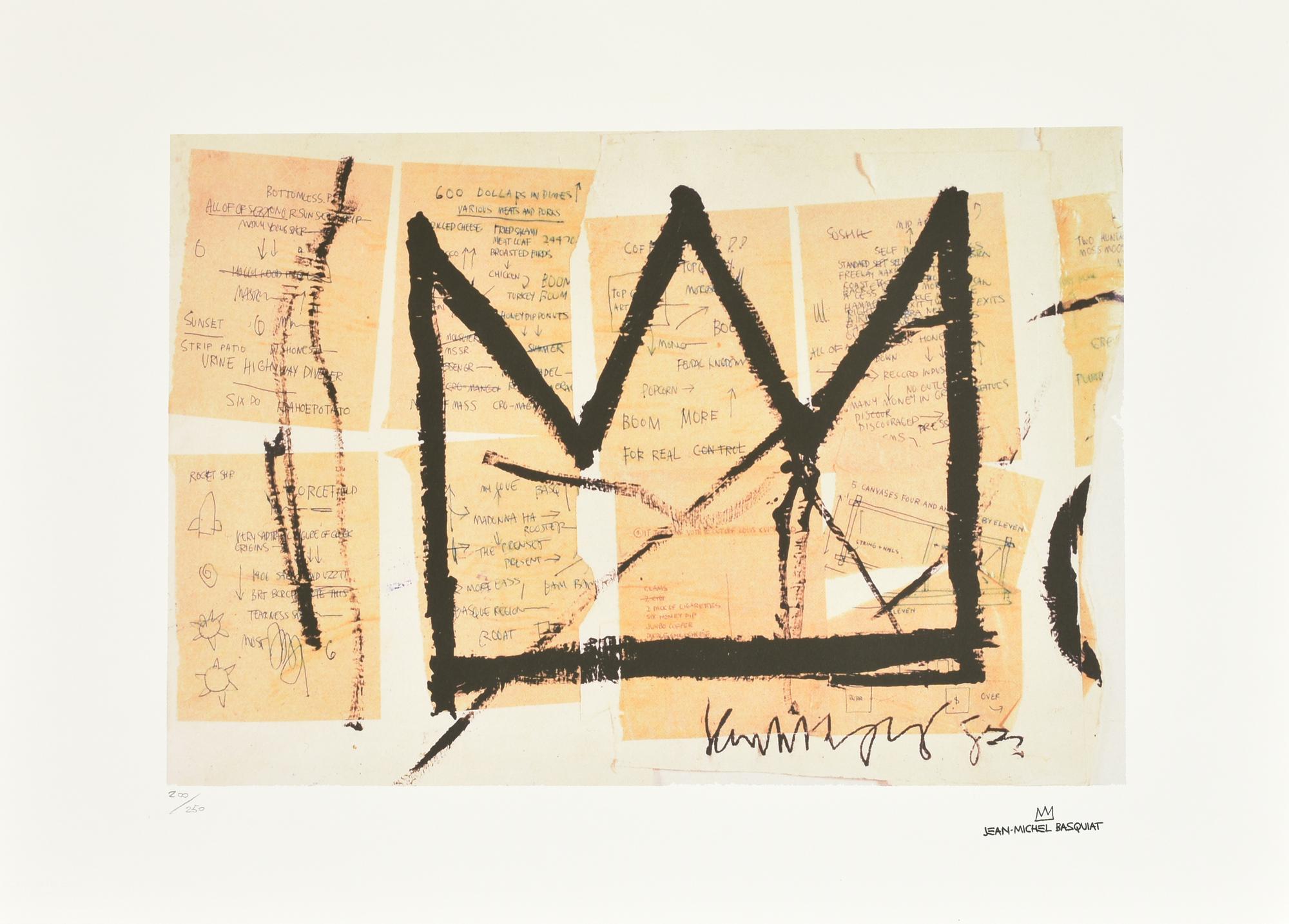 D'apres Jean Michel Basquiat CROWN litografia, cm 50x70; es. 200/250 firma in...