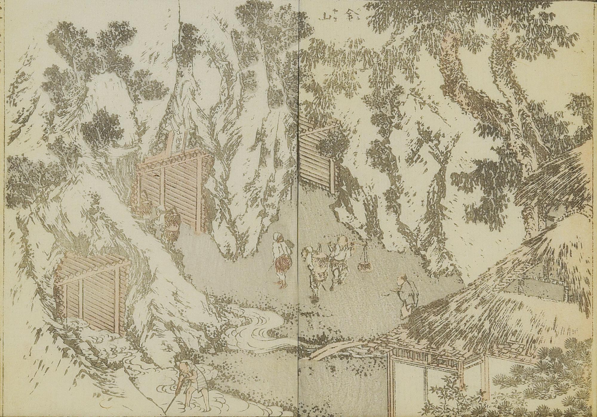 Katsushika Hokusai VEDUTA. DALLA SERIE MANGA xilografia su carta di riso, cm...