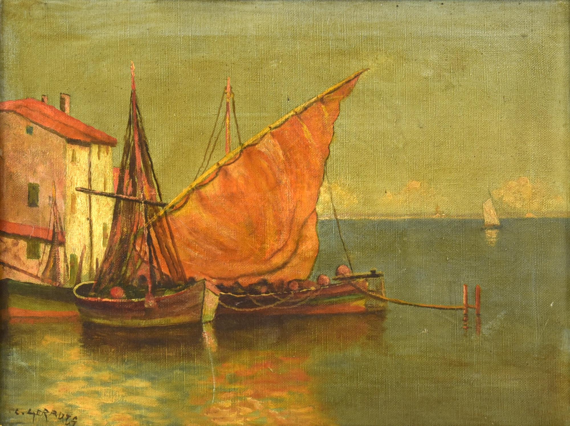 C. Geradts MARINA olio su tela, cm 35x45 firma