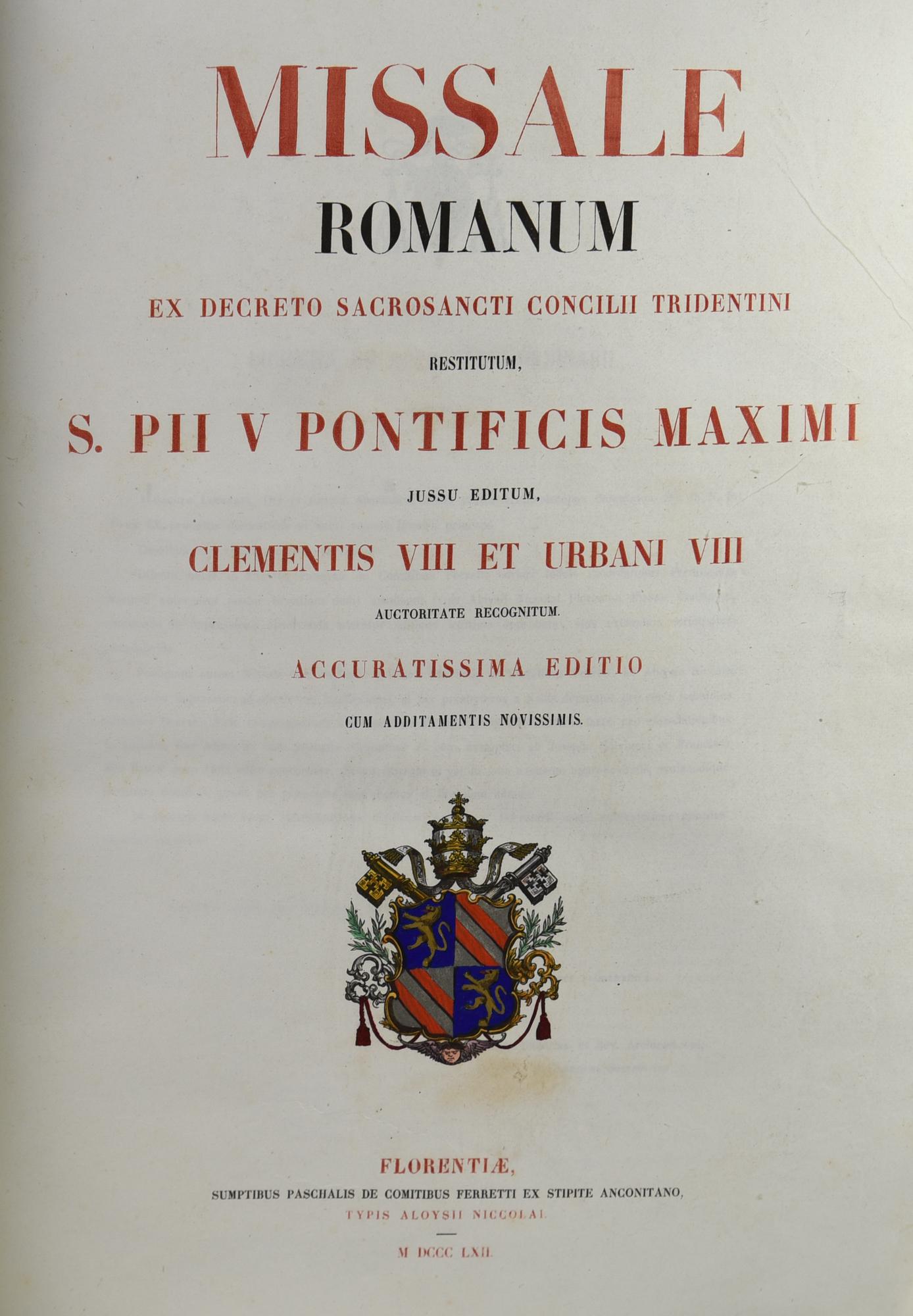 MISSALE ROMANUM EX DECRETO SACROSANCTI CONCILII TRIDENTINI S. PII V...