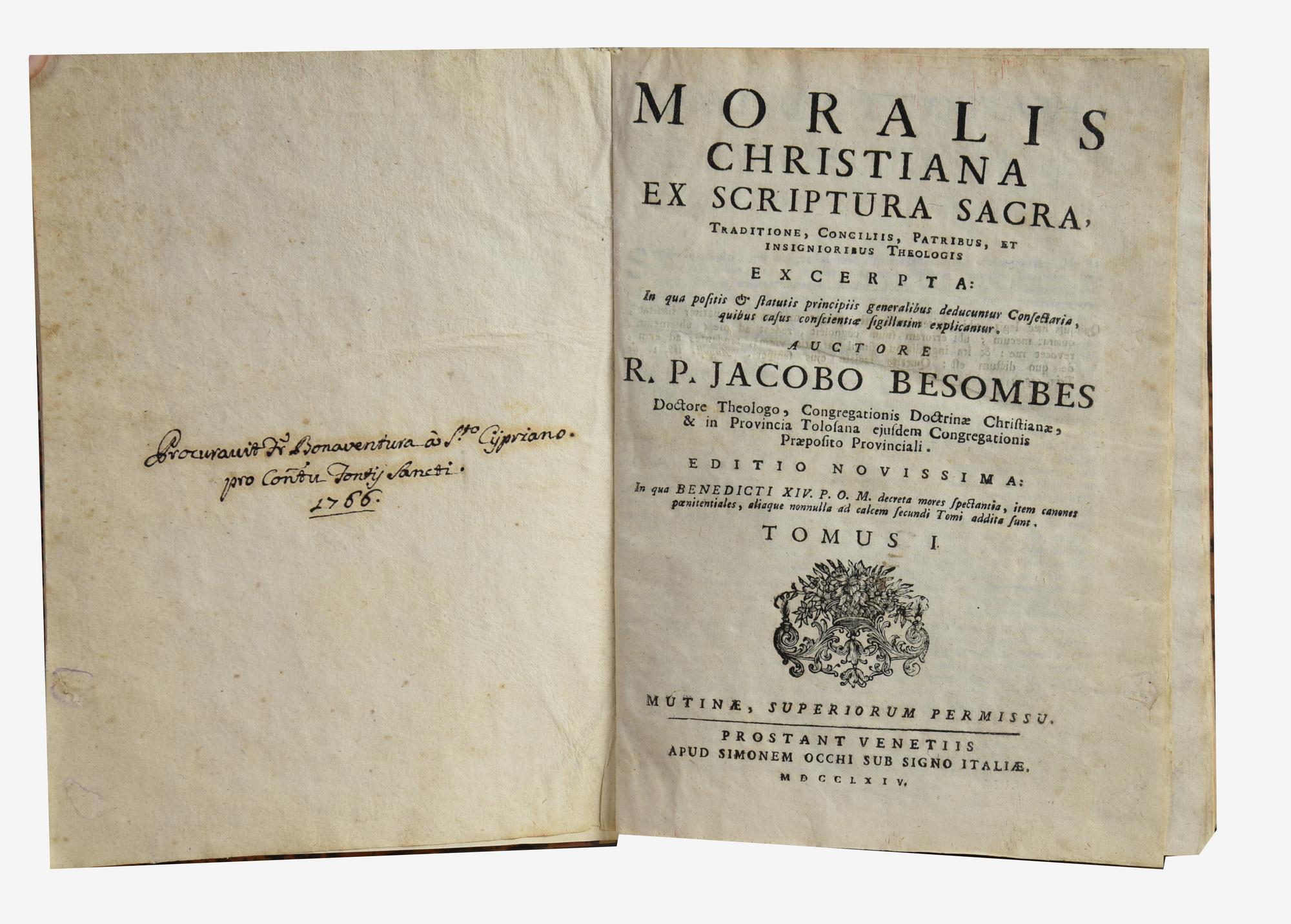 Besombes Jacobo MORALIS CHRISTIANA EX SCRIPTURA SACRA Venezia, Simone Occhi,...