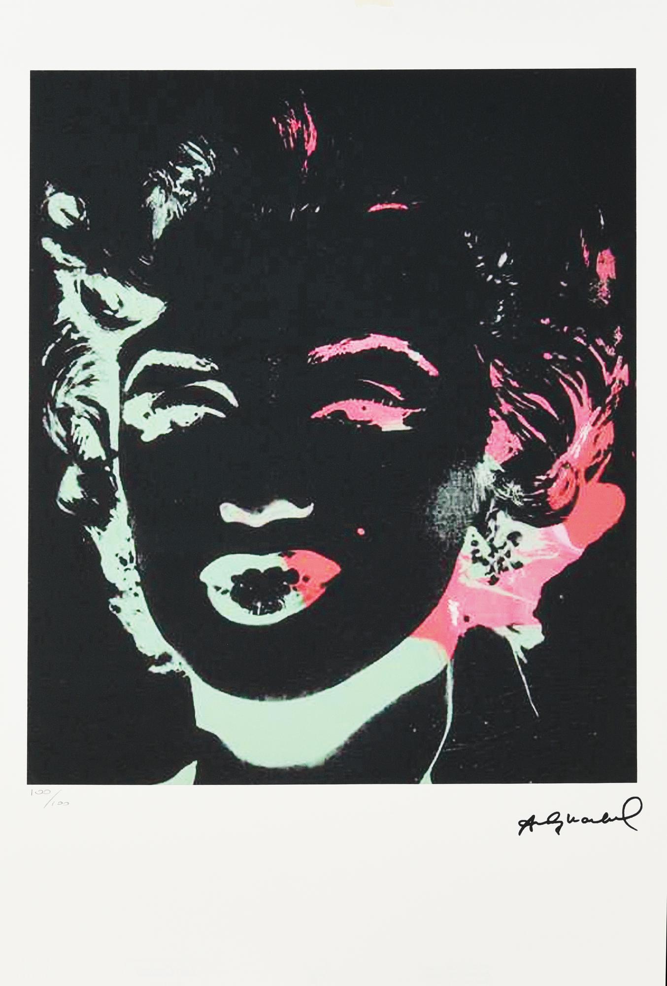 Andy Warhol MARILYN litografia su carta Arches, cm 57x38; es. 100/100 firma...