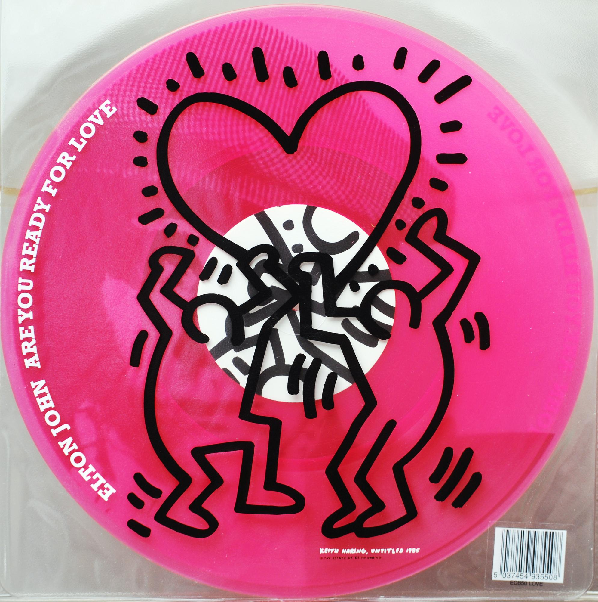 Keith Haring ARE YOU READY FOR LOVE LP 45 giri di Elton John lato a: Are You...