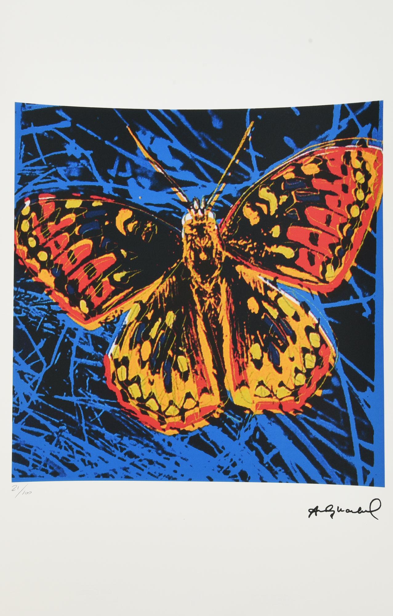 Andy Warhol BUTTERFLY litografia su carta Arches, cm 57x38; es. 21/100 firma...