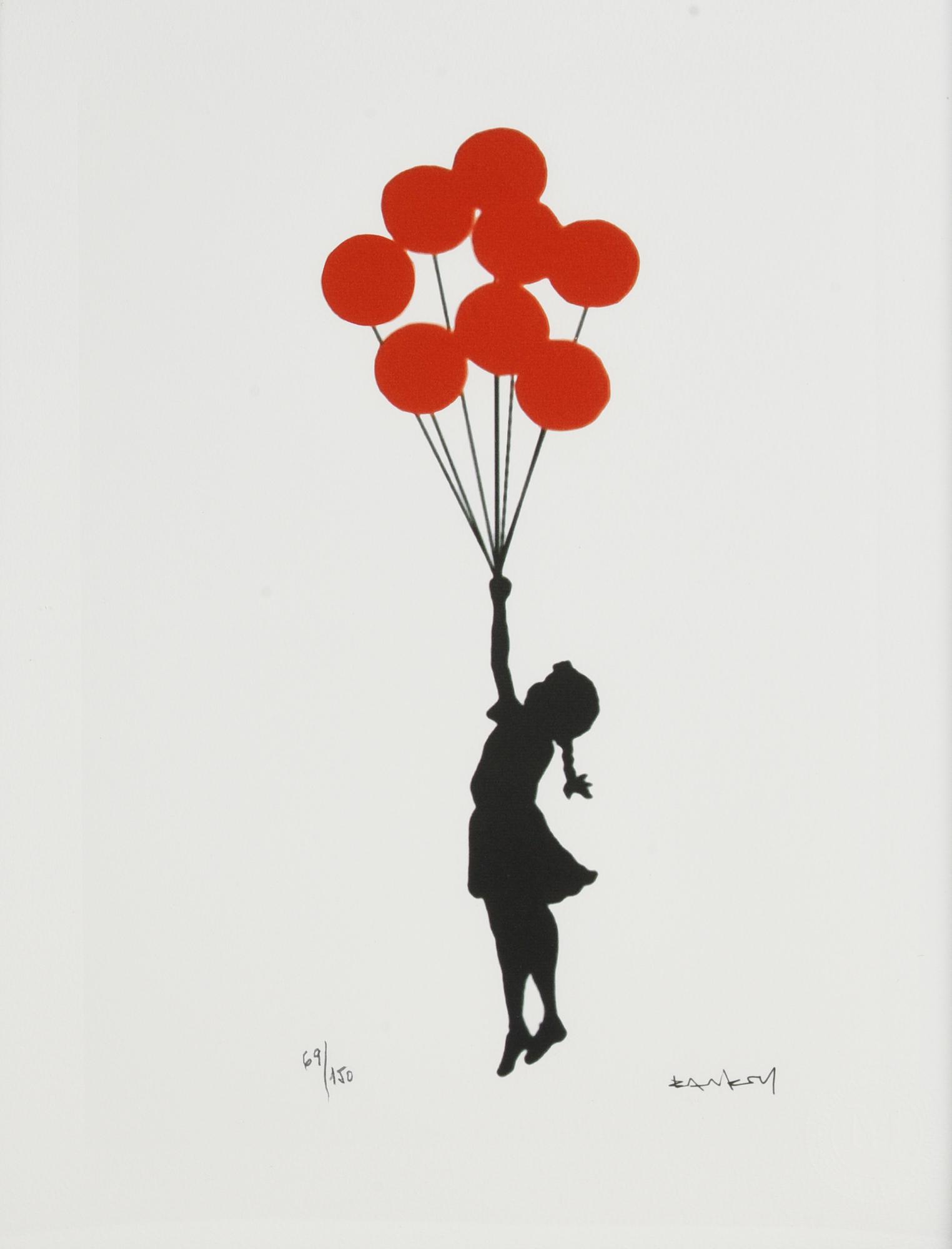 Da Banksy FLYING BALOON GIRL eliografia su carta, cm 38x28,5; es. 69/150...