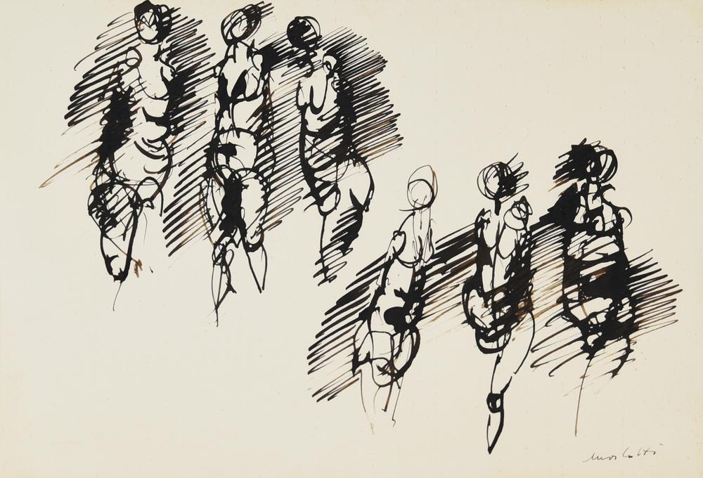 Ennio Morlotti, (1910 - 1992) FIGURE china su carta, cm 23,5x33,5 firma
