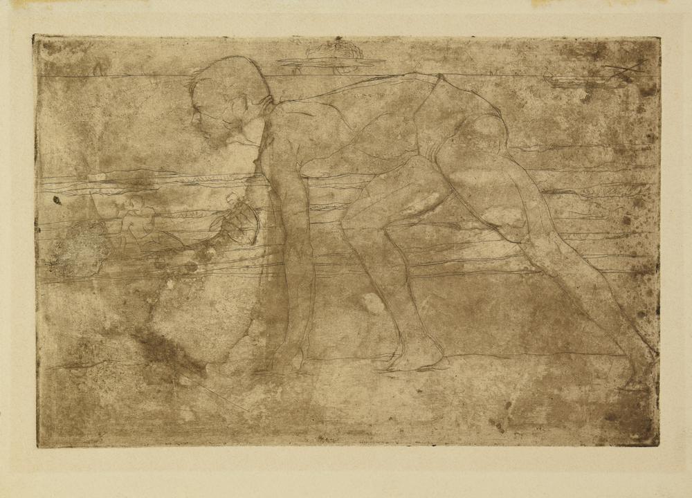 Umberto Boccioni, (1882 - 1916) L'ATLETA puntasecca, cm 15,1x23,5; su foglio...