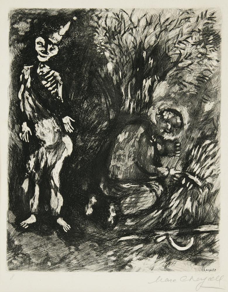 Marc Chagall, (1887 - 1985) LA MORT ET LE BUCHERON acquaforte e puntasecca,...