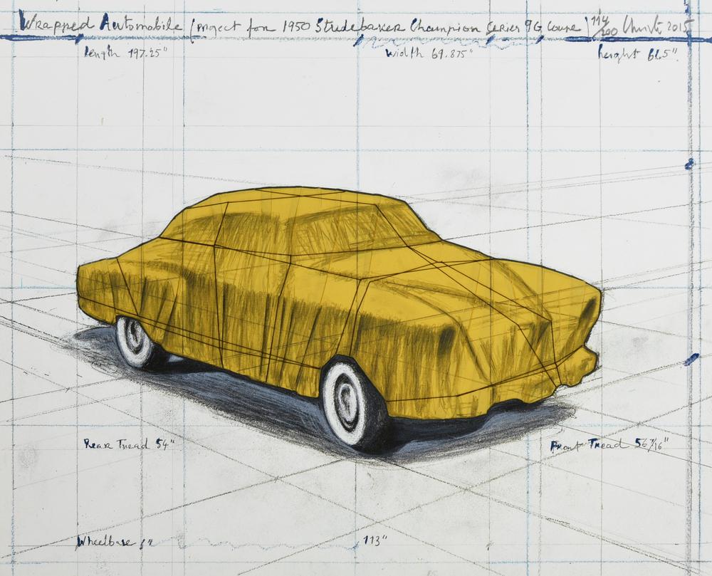 Christo , (1935 - 2020) WRAPPED AUTOMOBILE. PROJECT FOR 1950 STUDEBAKER...