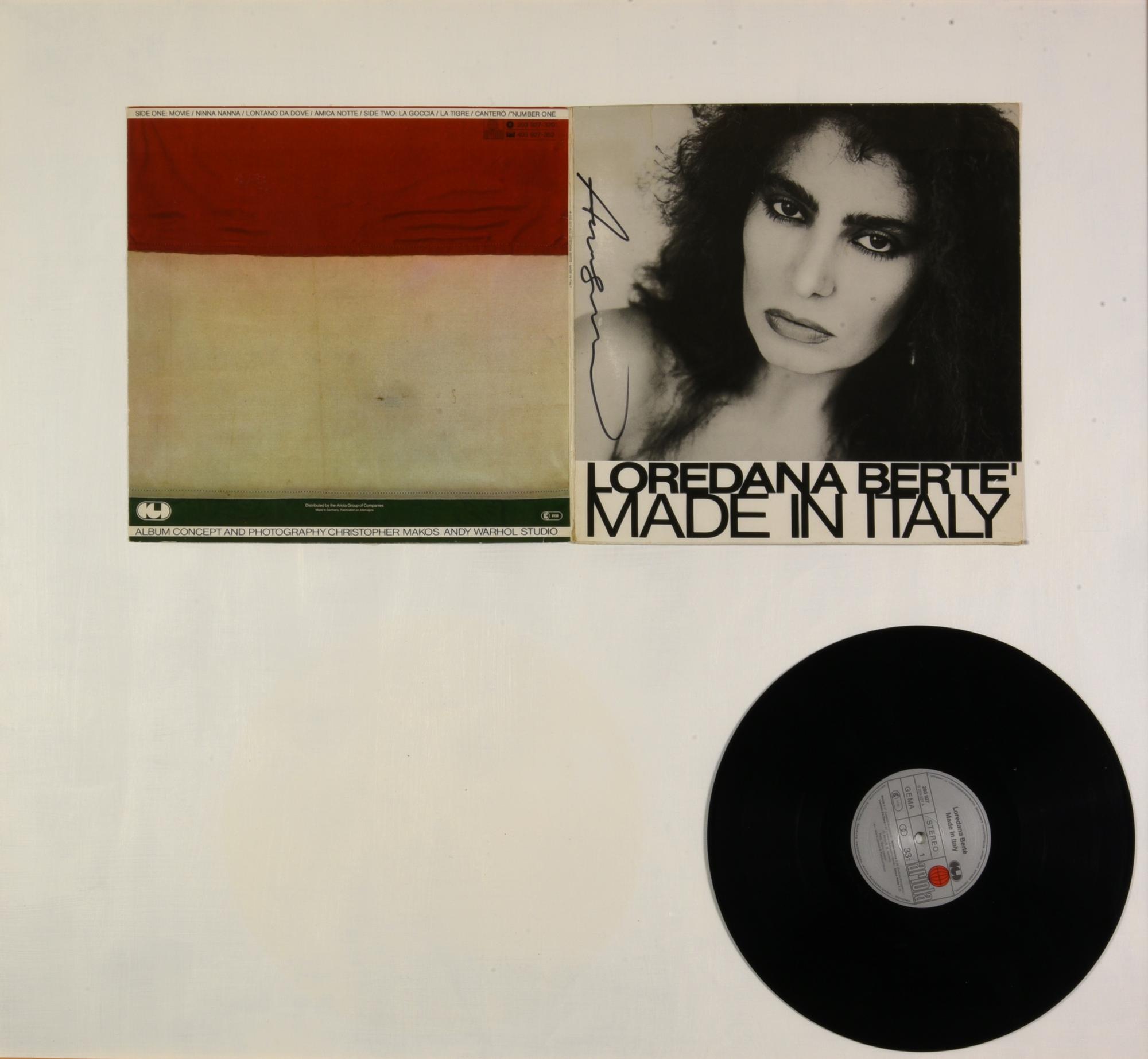 Loredana Berte' MADE IN ITALY, 1981 LP, cm 31x31 firmato da Andy Warhol