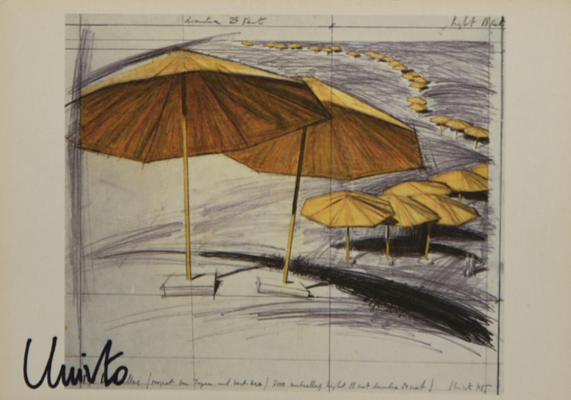 Christo & Jeanne Claude THE UMBRELLAS, JAPAN-USA 1985 stampa tipografica, cm...
