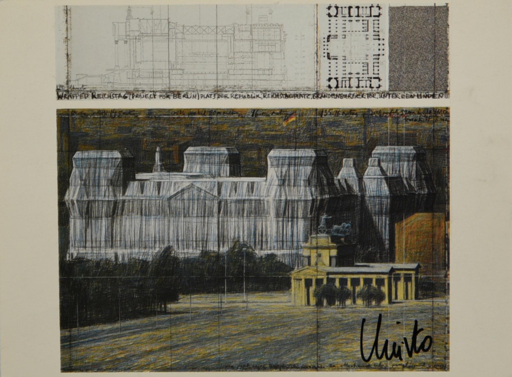 Christo & Jeanne Claude WRAPPED REICHSTAG, PROJECT FOR BERLIN 1993 stampa...