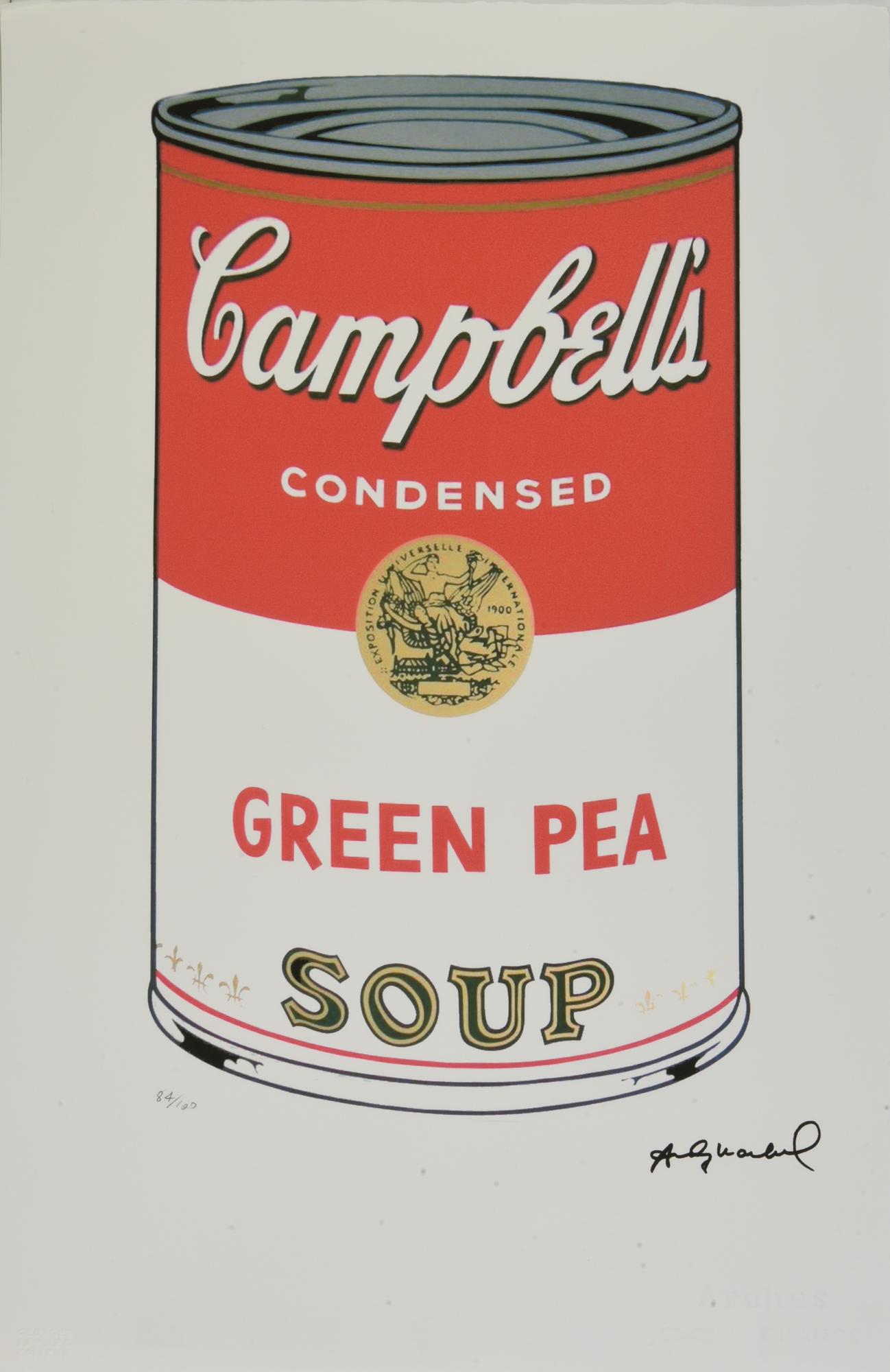 D'apres Andy Warhol CAMPBELL GREEN PEA SOUP fotolitografia su carta Arches,...