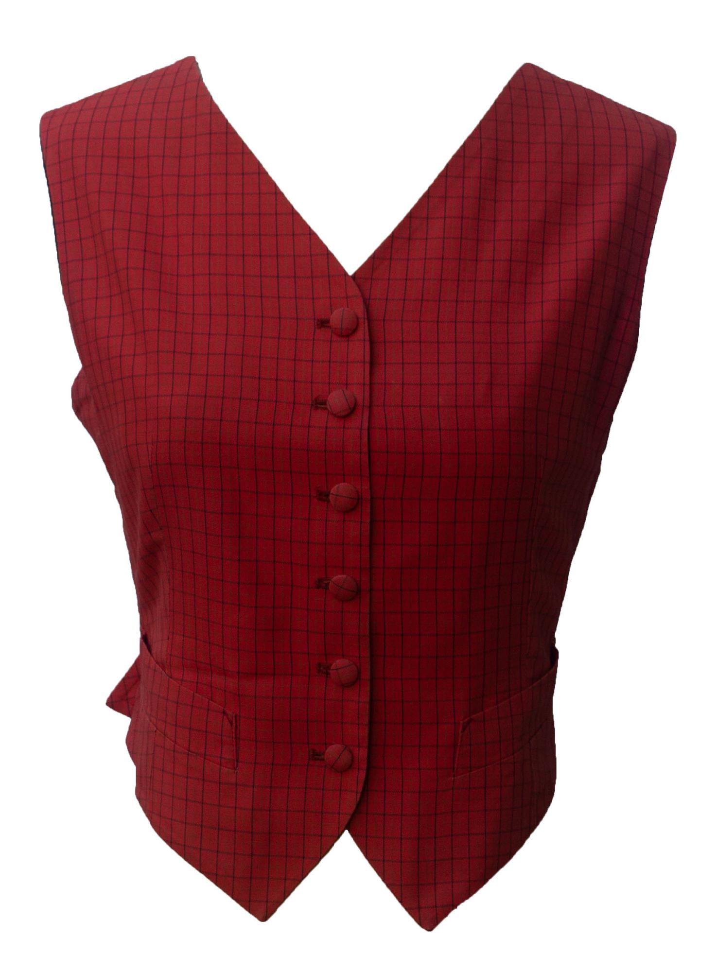 Jean Paul Gaultier TATTERSALL WAISTCOAT Description:Red tattersall fabric for...