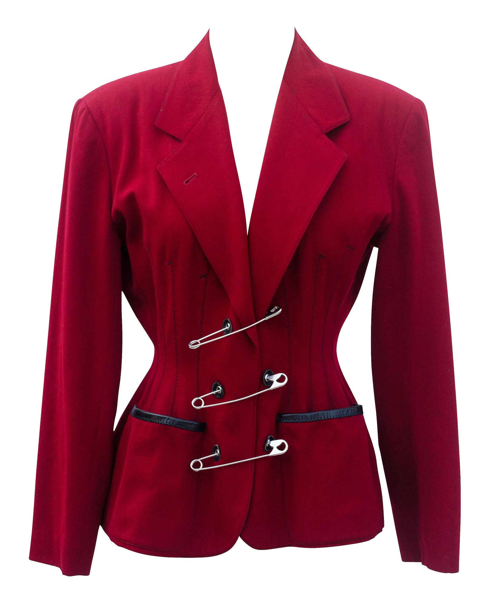 Jean Paul Gaultier SAFETY PINS JACKET Description: Iconic red wool jacket...
