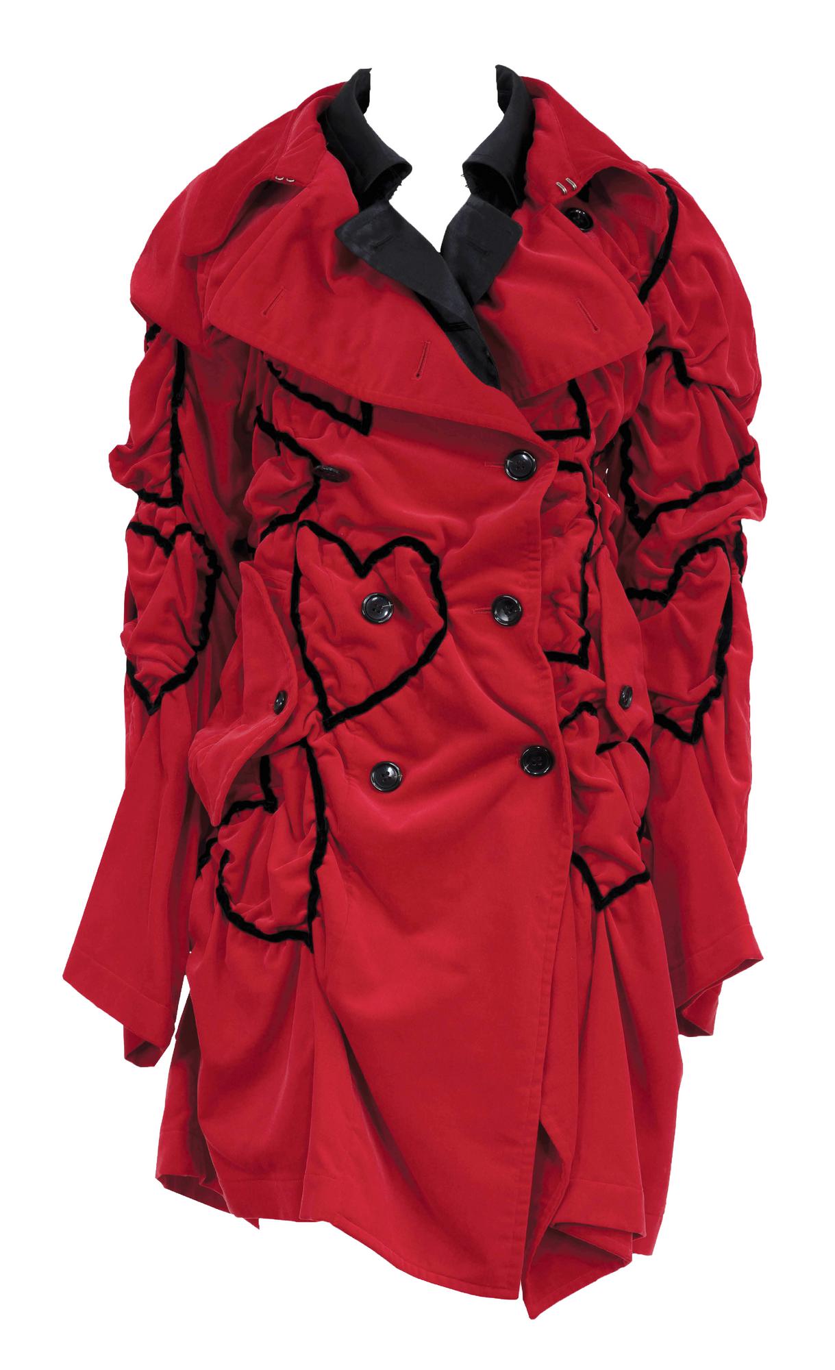 Comme des Garcons RARE RUCHED VELVET COAT DESCRIPTION: Rare ruched red velvet...