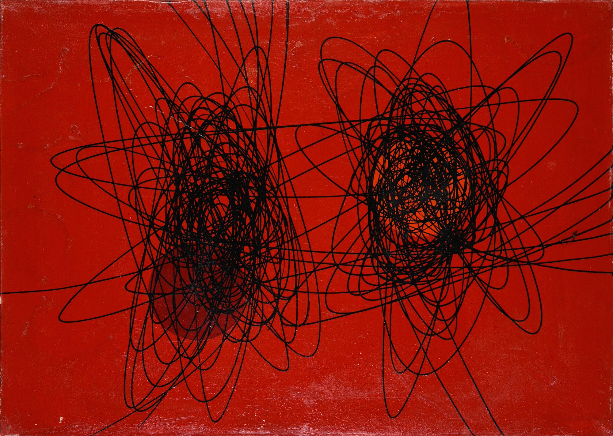 Roberto Crippa (1921 - 1972) SPIRALI, 1952 olio su tela, cm 50x70 sul retro:...
