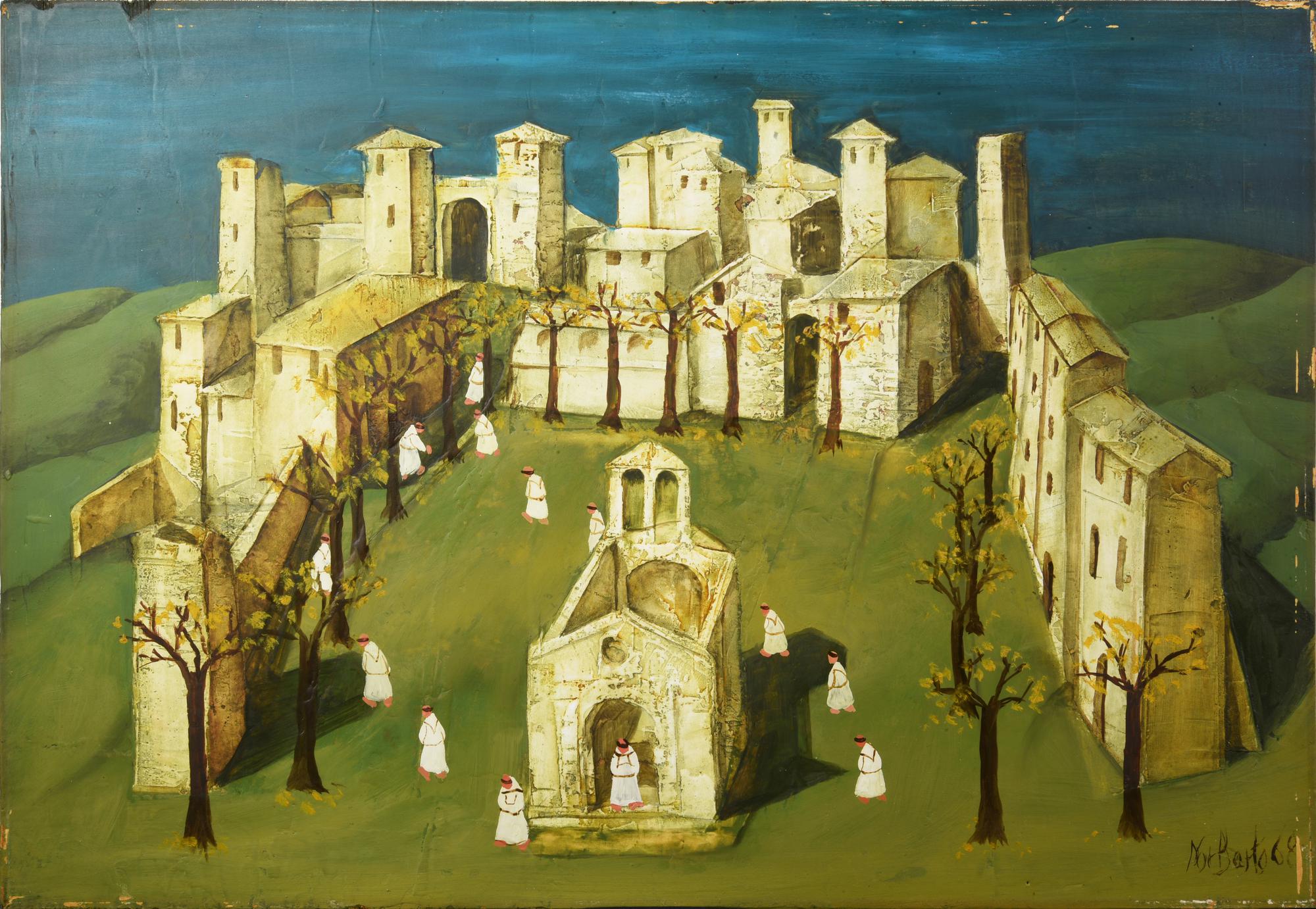 Norberto Proietti (1927 - 2009) SENZA TITOLO, 1968 olio su tavola, cm 41x60...